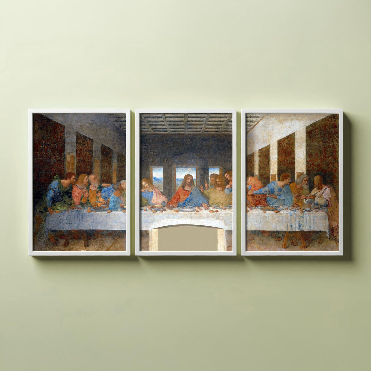 Leonardo da Vinci The Last Supper Set of Three Art Prints - Panoramic Renaissance Painting Poster