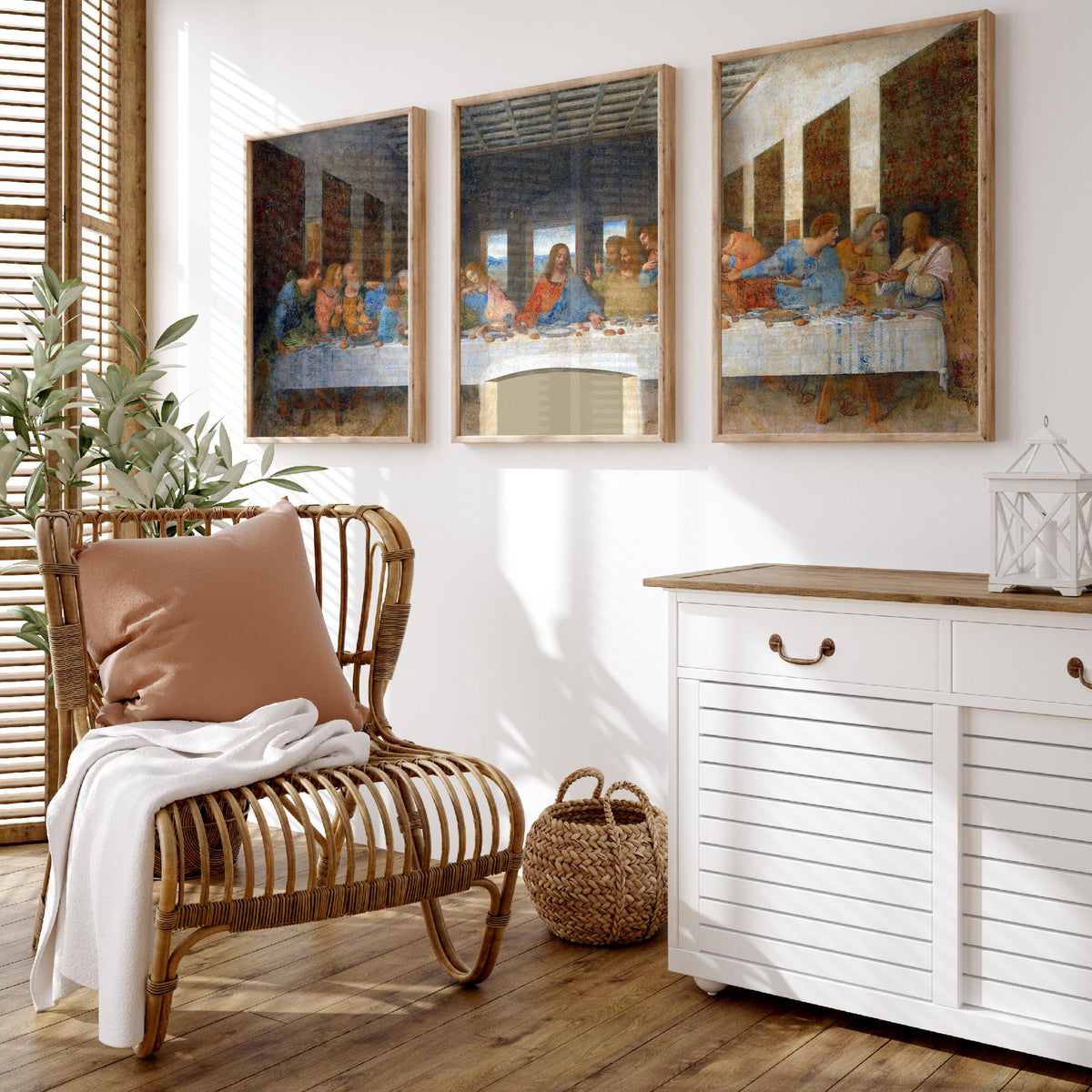 Leonardo da Vinci The Last Supper Set of Three Art Prints - Panoramic Renaissance Painting Poster