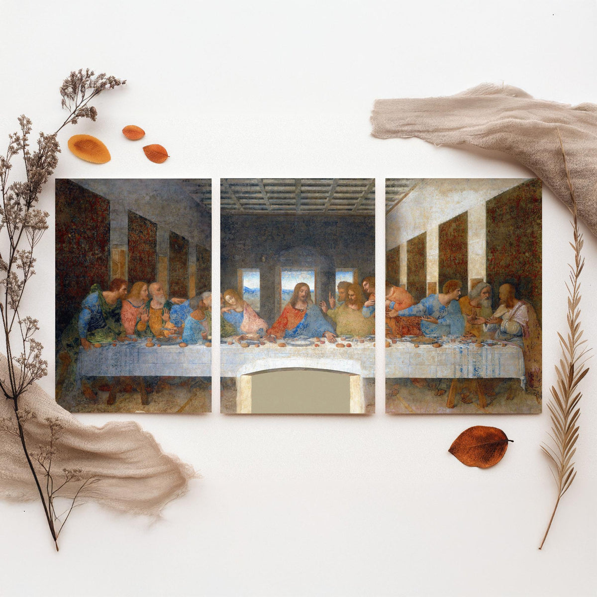 Leonardo da Vinci The Last Supper Set of Three Art Prints - Panoramic Renaissance Painting Poster