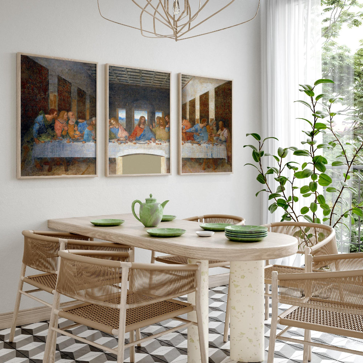 Leonardo da Vinci The Last Supper Set of Three Art Prints - Panoramic Renaissance Painting Poster