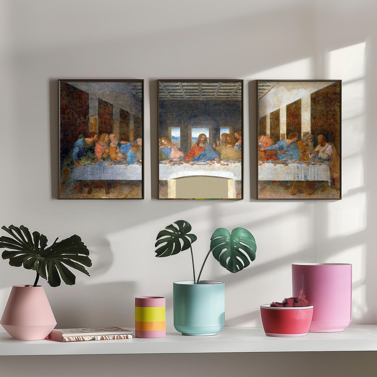 Leonardo da Vinci The Last Supper Set of Three Art Prints - Panoramic Renaissance Painting Poster