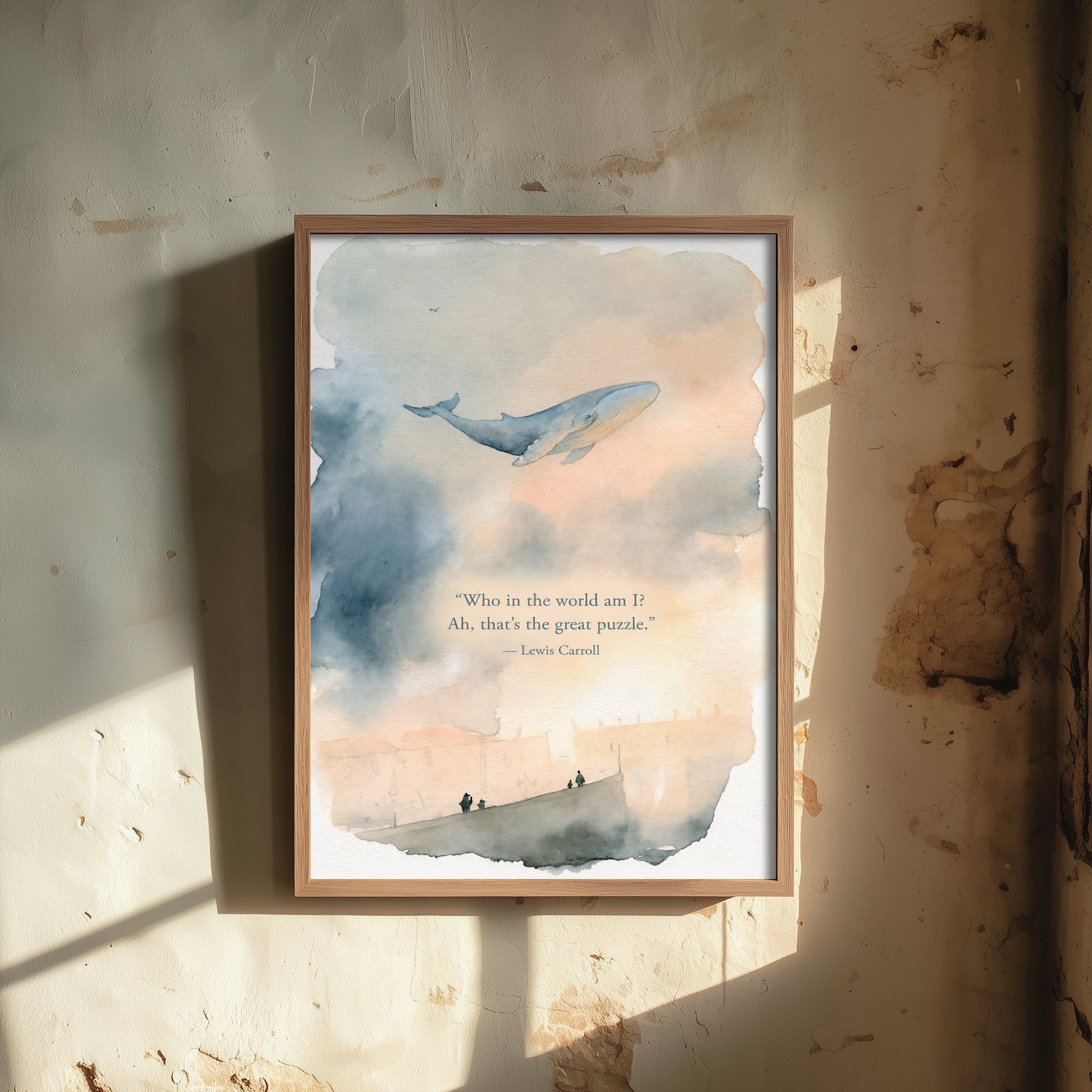 Who in the World Am I Quote Art Print - Lewis Carroll Whale Poster - Dreamy Watercolour 3/3