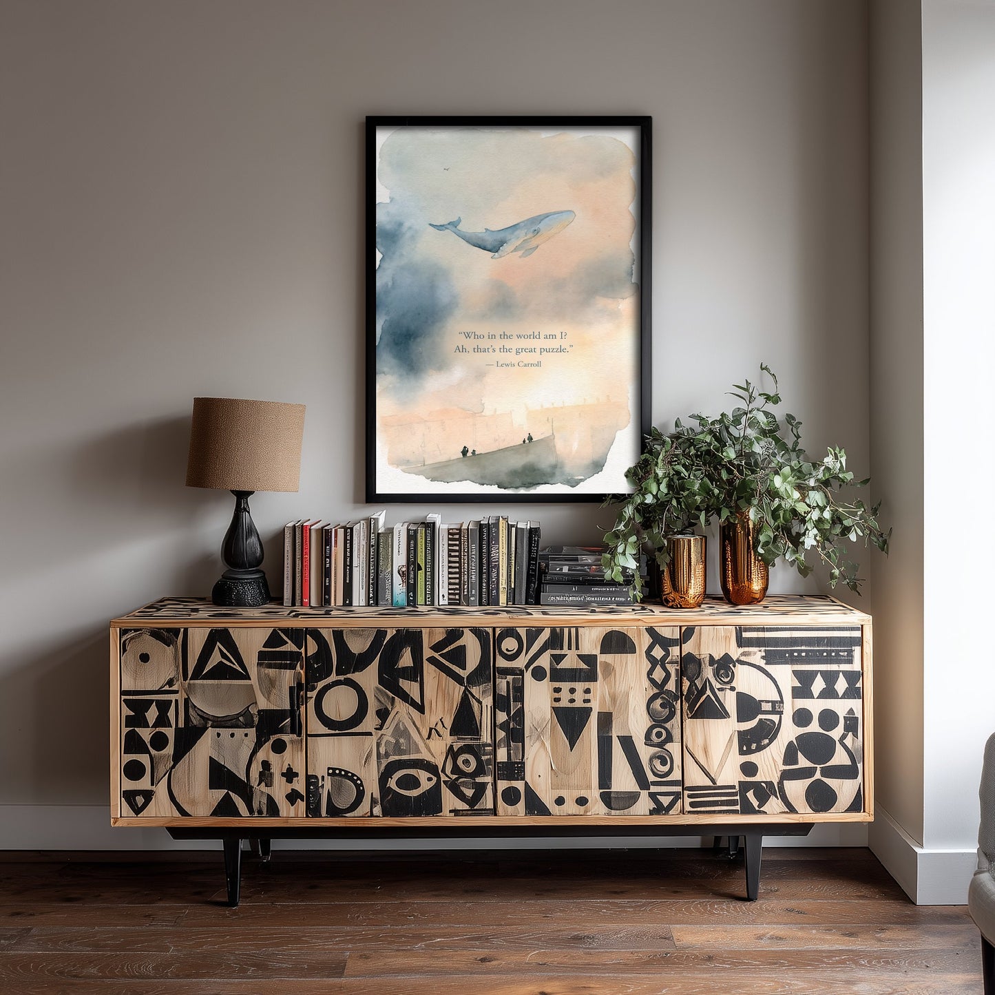 Who in the World Am I Quote Art Print - Lewis Carroll Whale Poster - Dreamy Watercolour 3/3