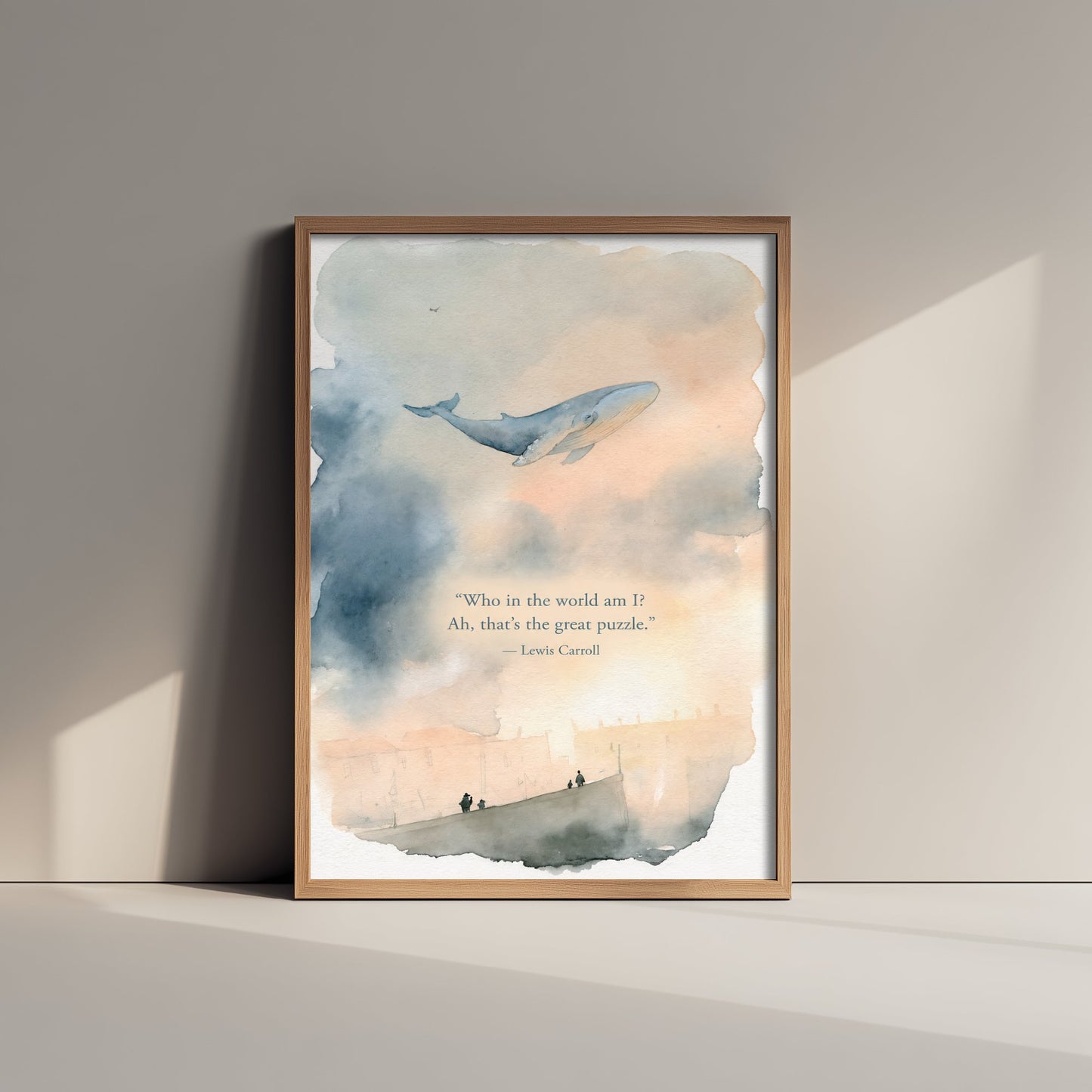 Who in the World Am I Quote Art Print - Lewis Carroll Whale Poster - Dreamy Watercolour 3/3