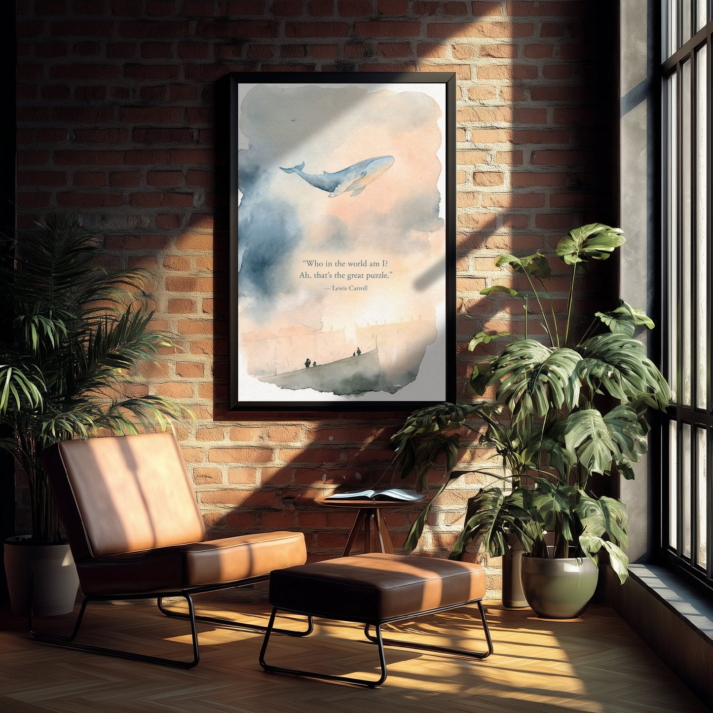 Who in the World Am I Quote Art Print - Lewis Carroll Whale Poster - Dreamy Watercolour 3/3