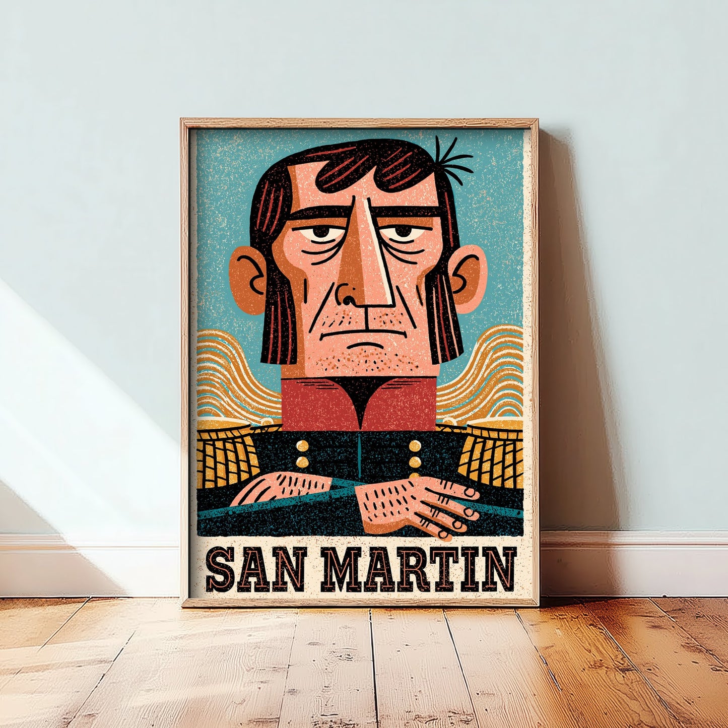 Jose de San Martin Art Print - Liberator Portrait Poster - Bold Woodcut Illustration - South America 1/3