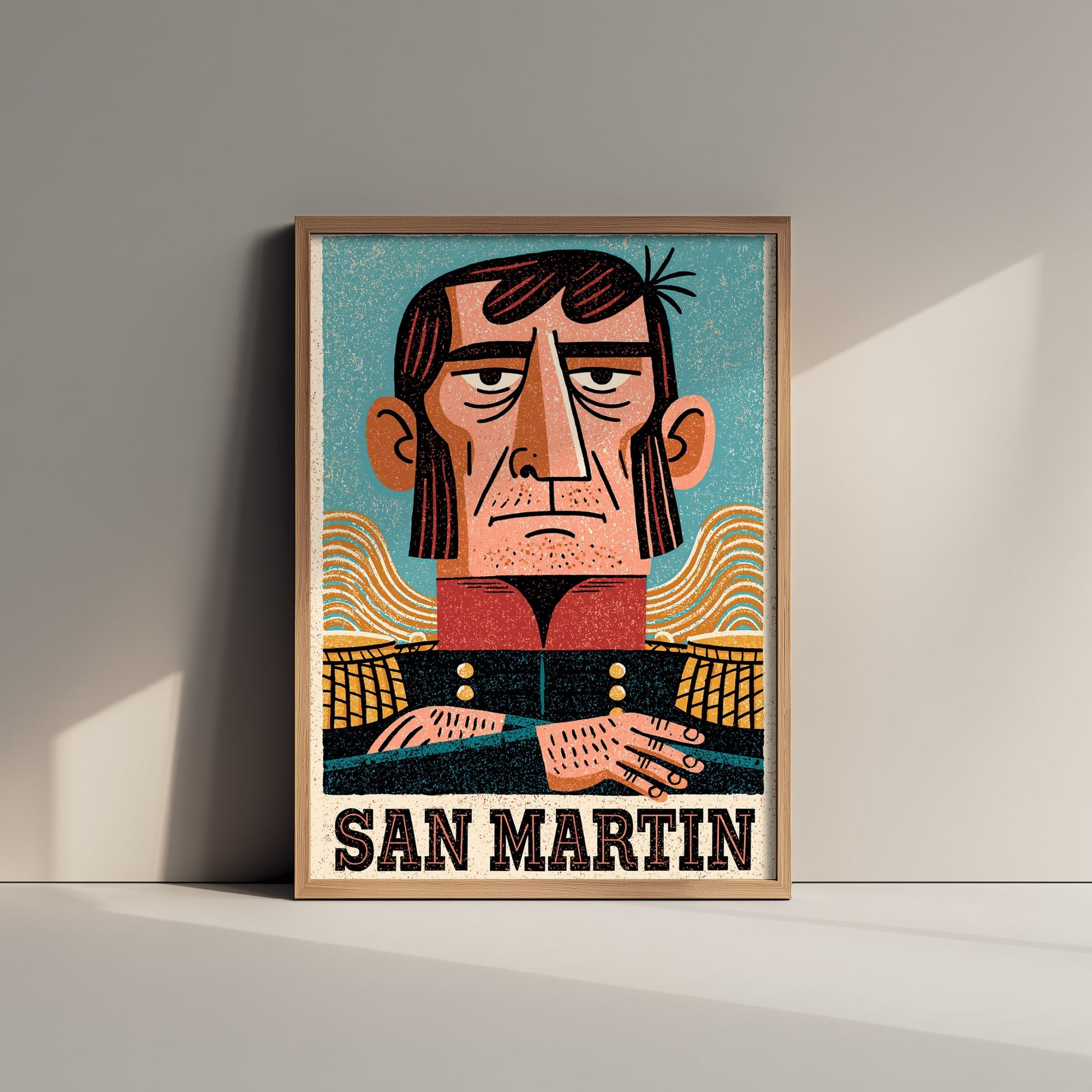 Jose de San Martin Art Print - Liberator Portrait Poster - Bold Woodcut Illustration - South America 1/3