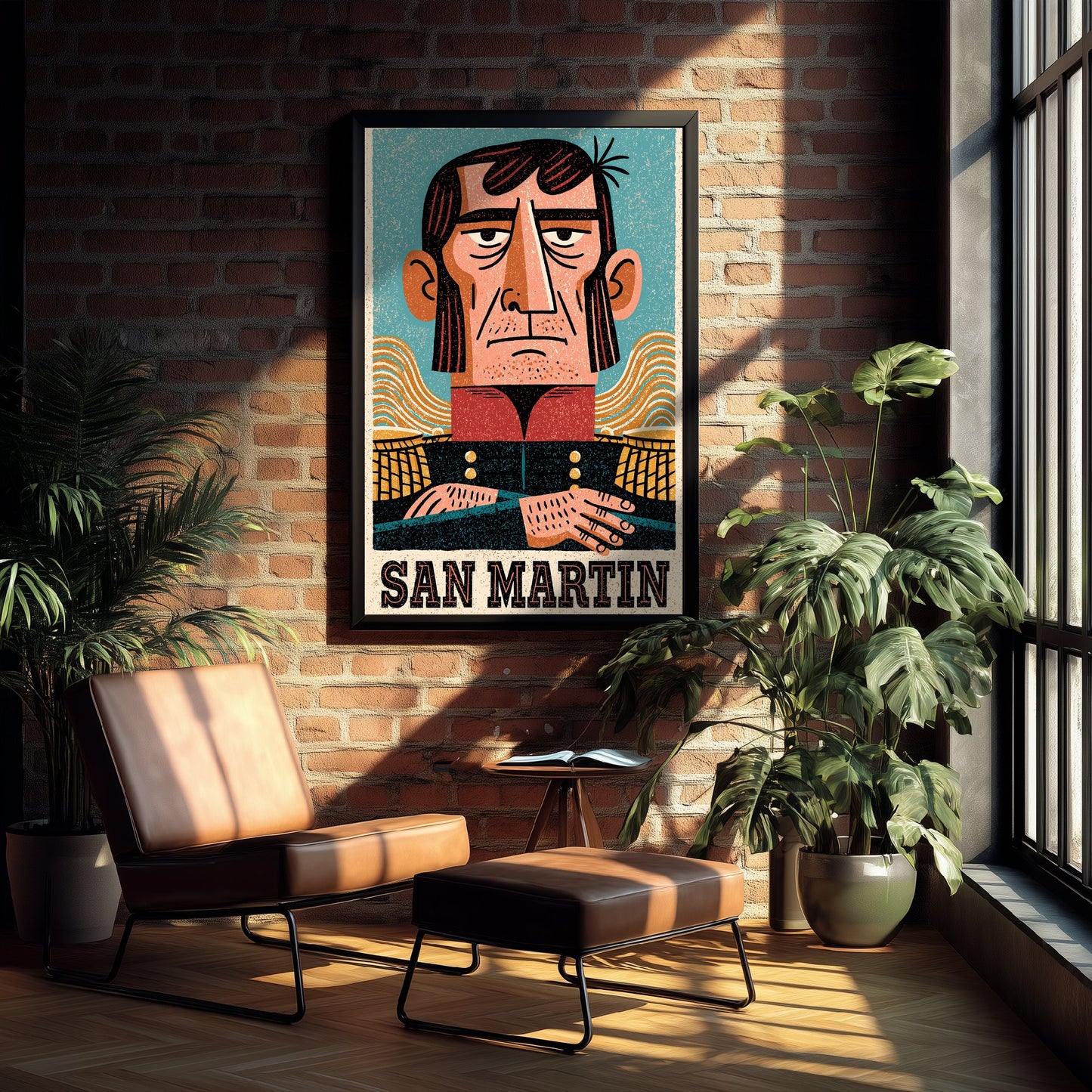 Jose de San Martin Art Print - Liberator Portrait Poster - Bold Woodcut Illustration - South America 1/3