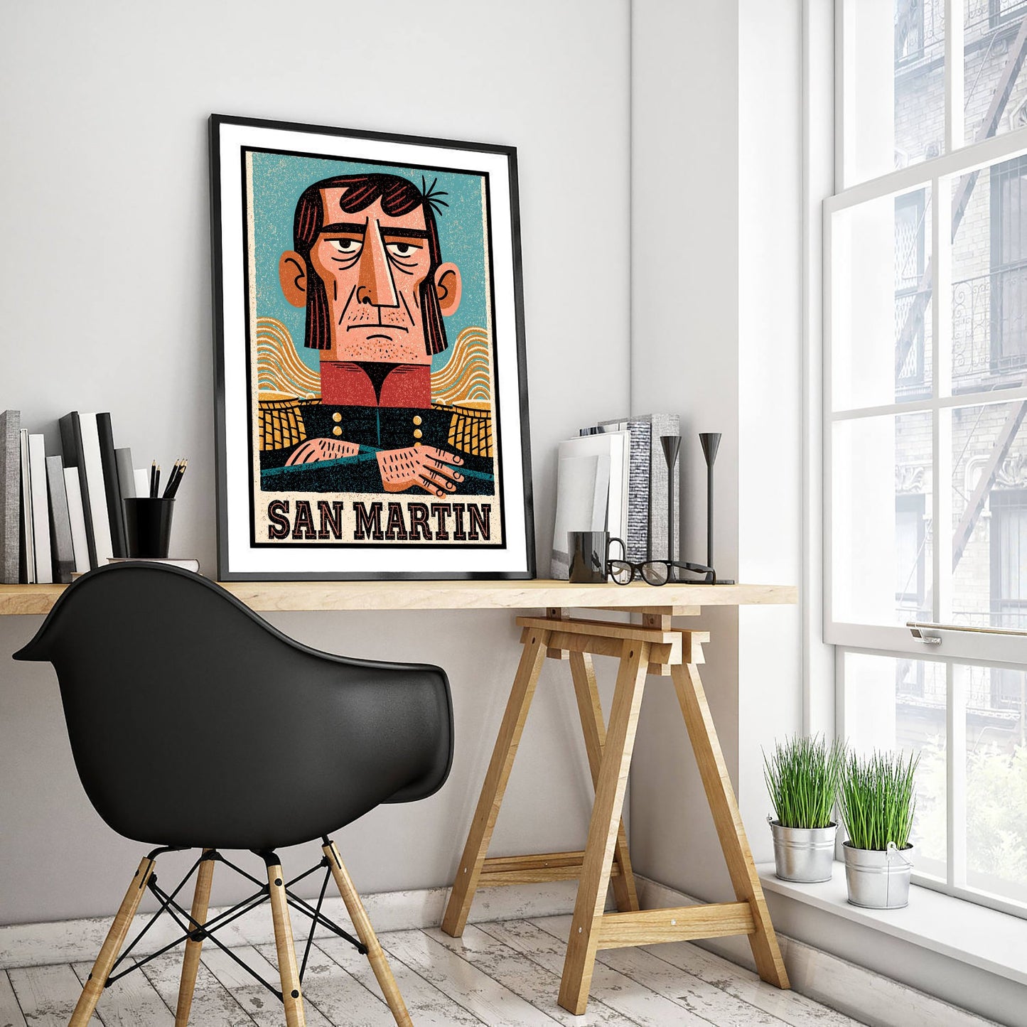 Jose de San Martin Art Print - Liberator Portrait Poster - Bold Woodcut Illustration - South America 1/3