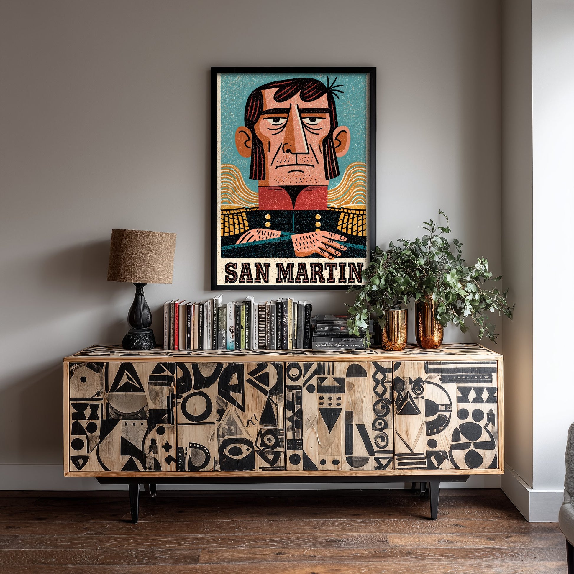 Jose de San Martin Art Print - Liberator Portrait Poster - Bold Woodcut Illustration - South America 1/3