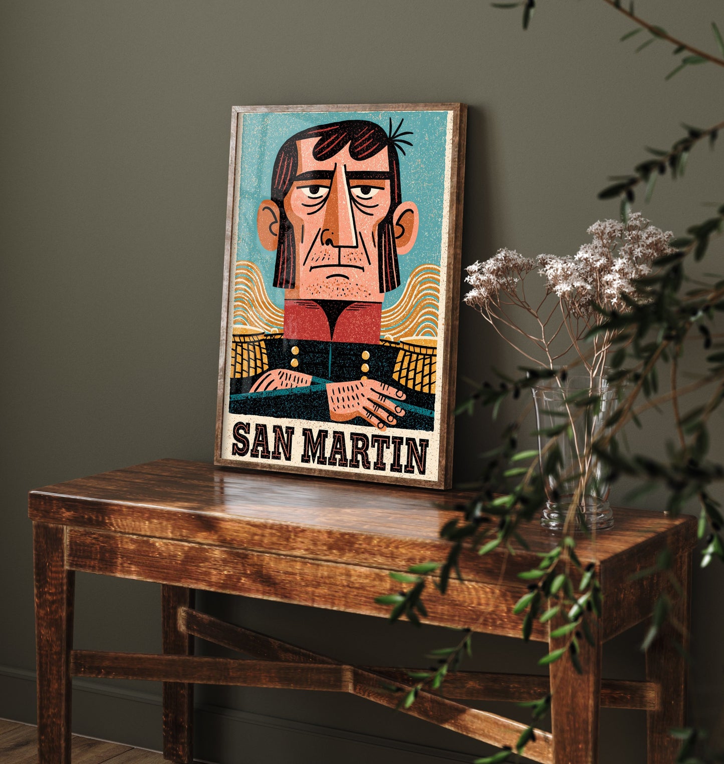 Jose de San Martin Art Print - Liberator Portrait Poster - Bold Woodcut Illustration - South America 1/3
