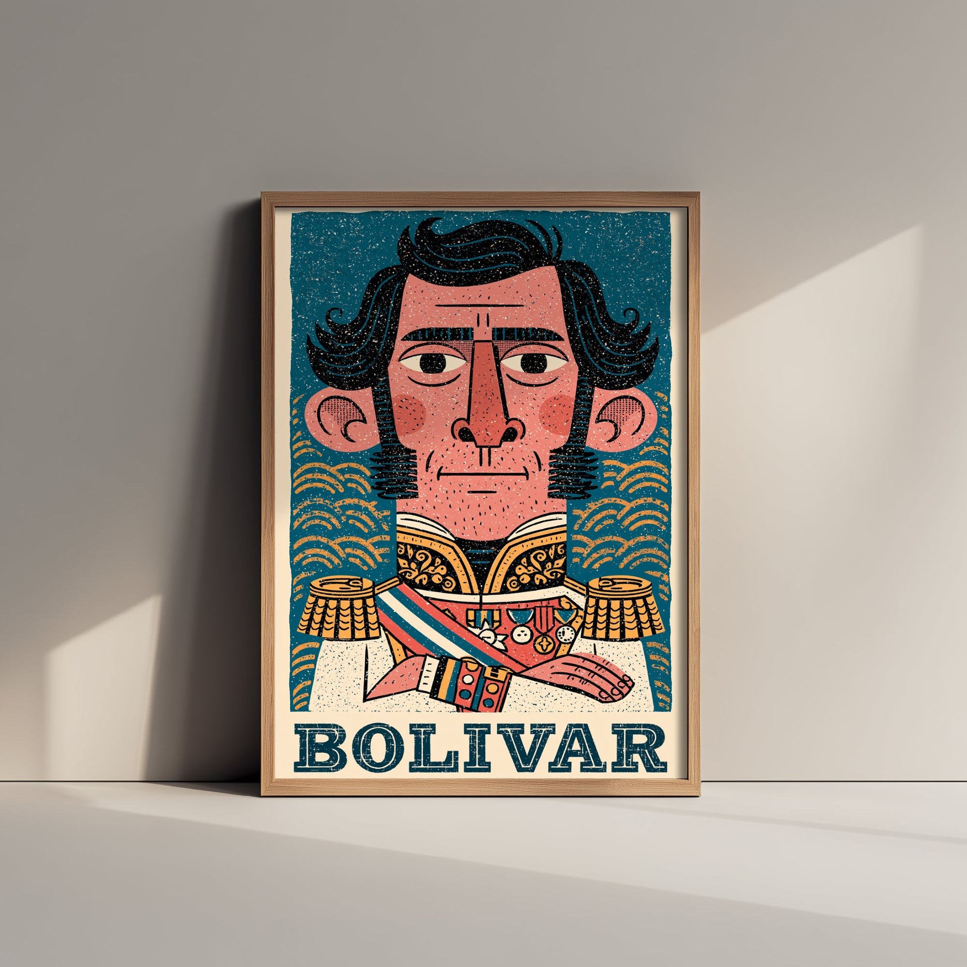 Simon Bolivar Art Print - Liberator Portrait Poster - Bold Woodcut Illustration - South America History 3/3