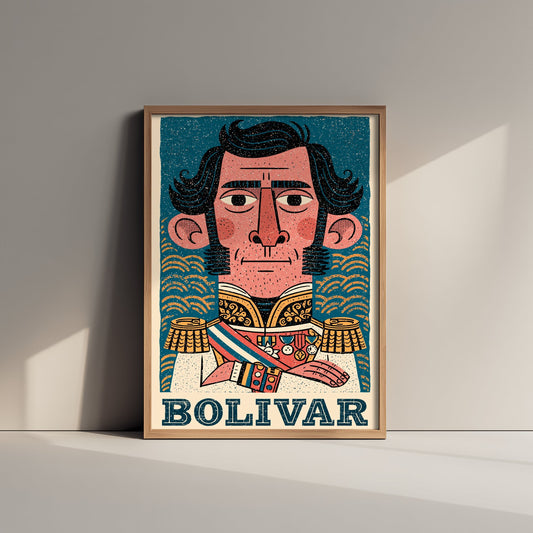 Simon Bolivar Art Print - Liberator Portrait Poster - Bold Woodcut Illustration - South America History 3/3
