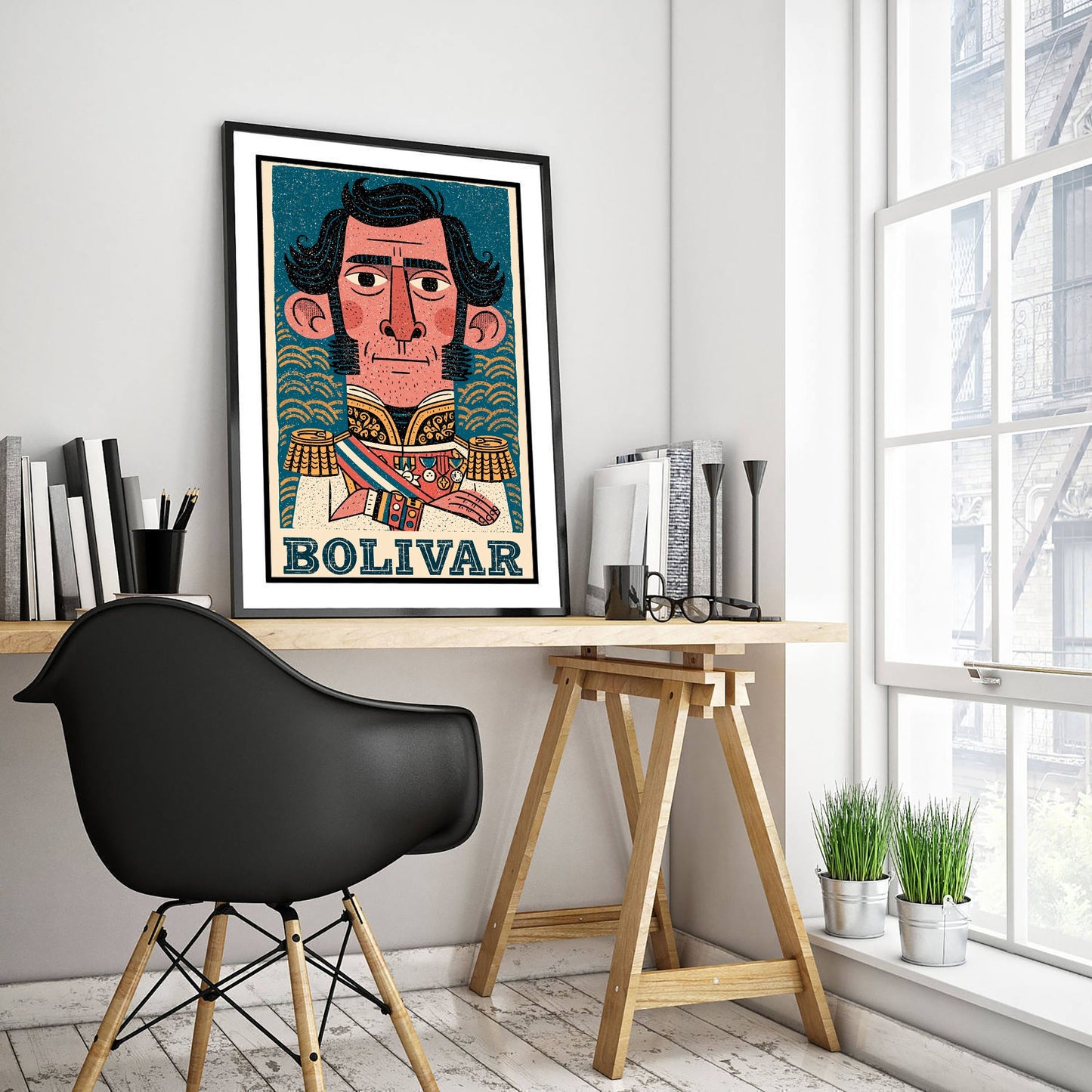 Simon Bolivar Art Print - Liberator Portrait Poster - Bold Woodcut Illustration - South America History 3/3