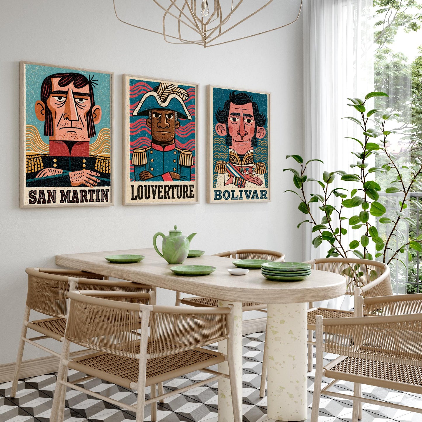 Liberators Set of Three Art Prints - San Martin, Louverture, Bolivar - History Poster Wall Art Gift Illustration Decor