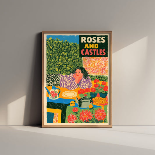 Roses and Castles Art Print - Narrowboat Folk Art Poster - Canal Boat Life Illustration 1/3