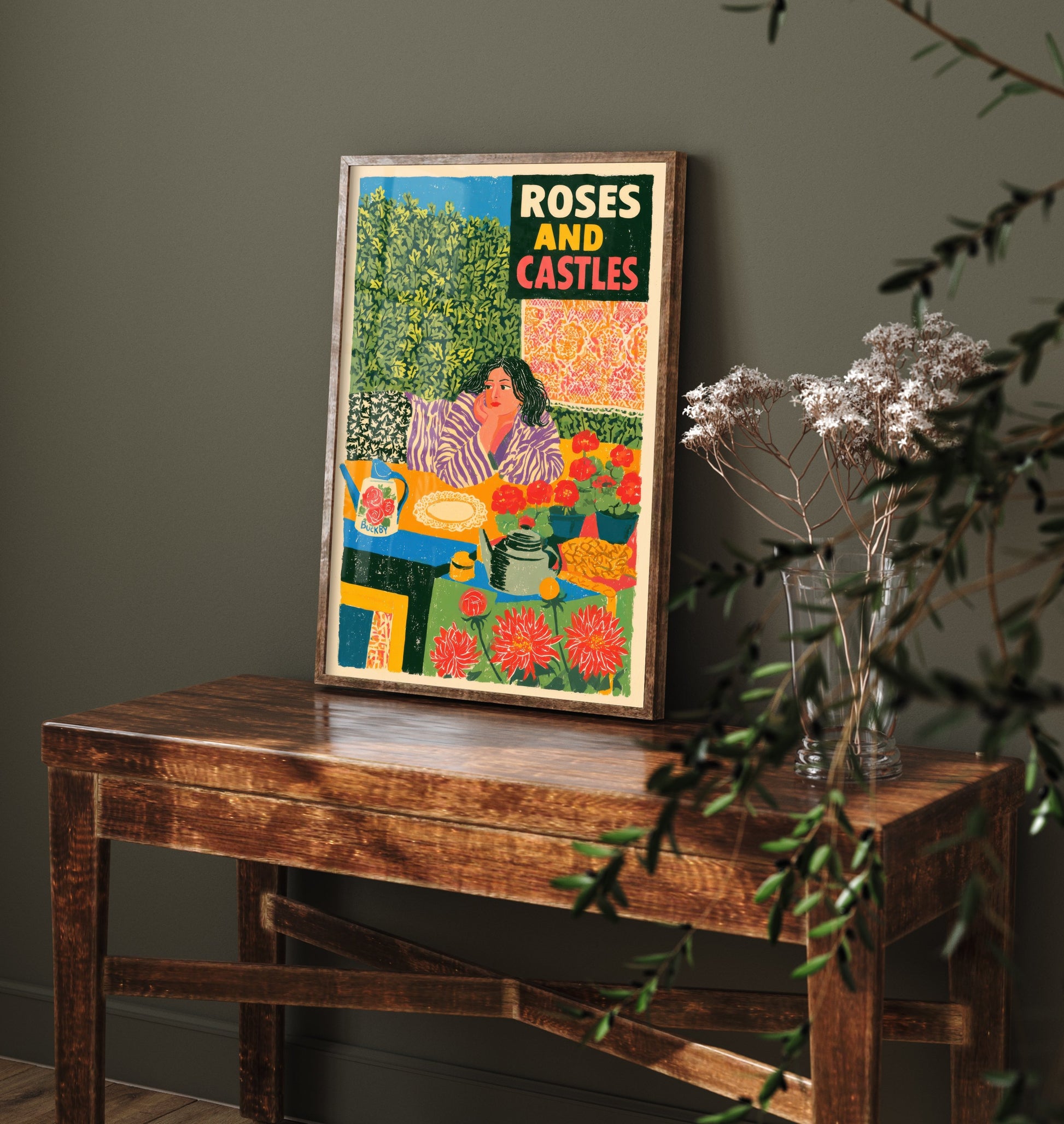 Roses and Castles Art Print - Narrowboat Folk Art Poster - Canal Boat Life Illustration 1/3
