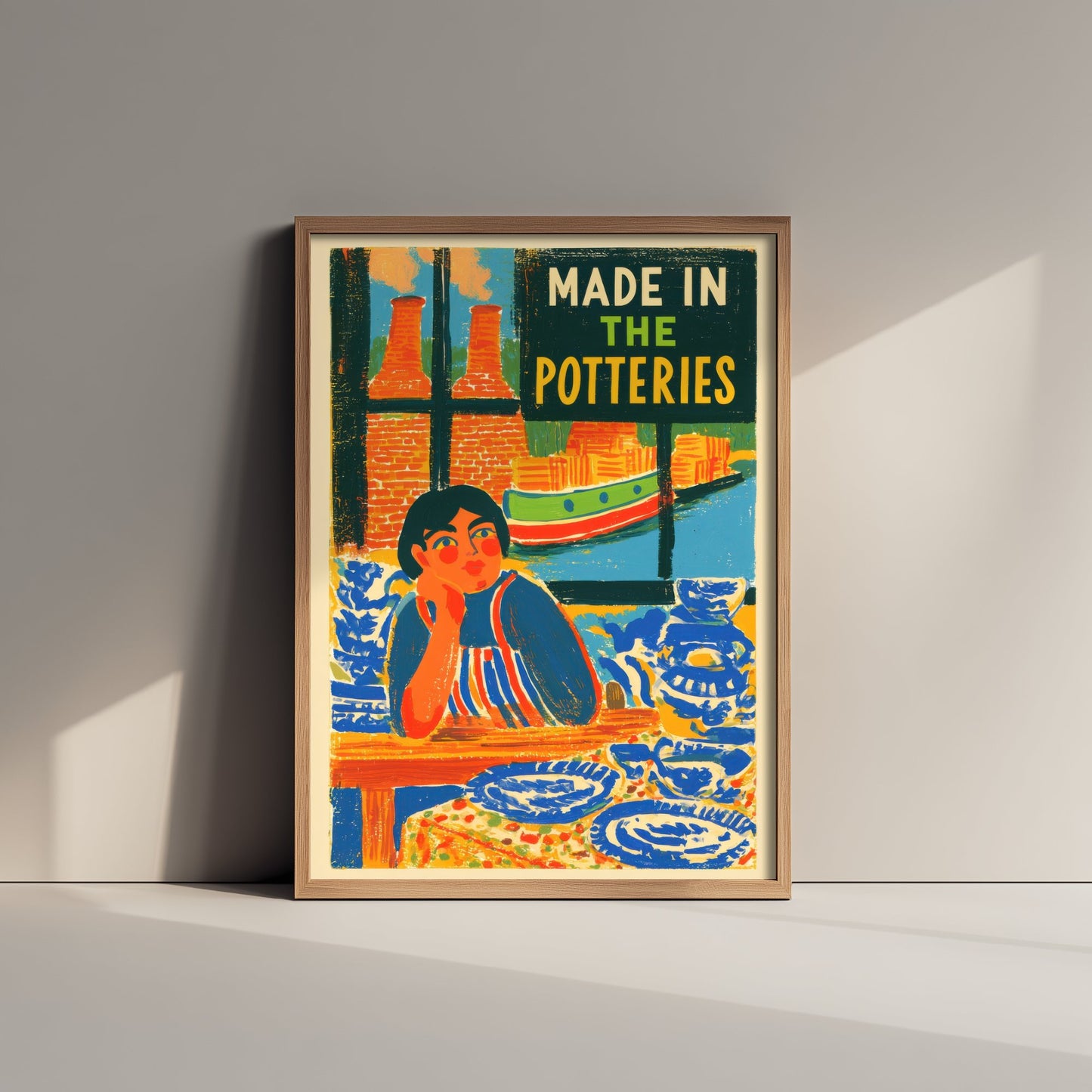 Made in the Potteries Art Print - Stoke-on-Trent Canal Poster - Folk Art Illustration 2/3