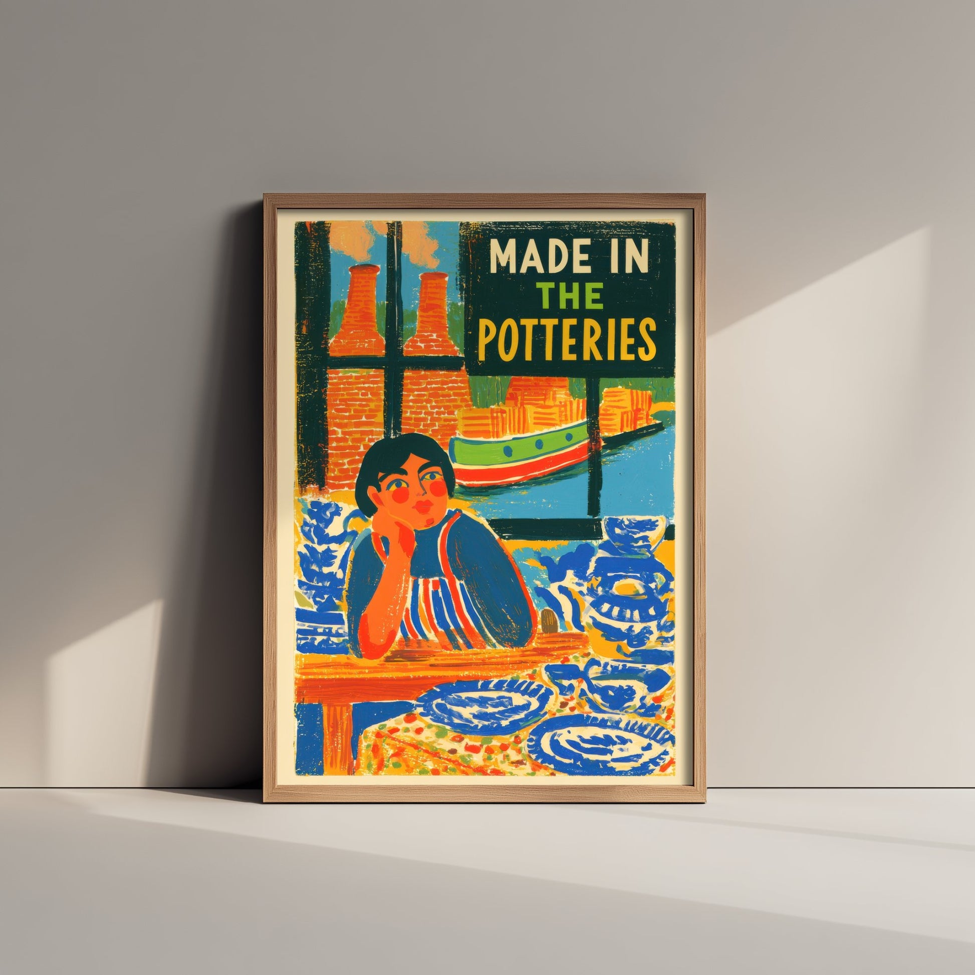 Made in the Potteries Art Print - Stoke-on-Trent Canal Poster - Folk Art Illustration 2/3