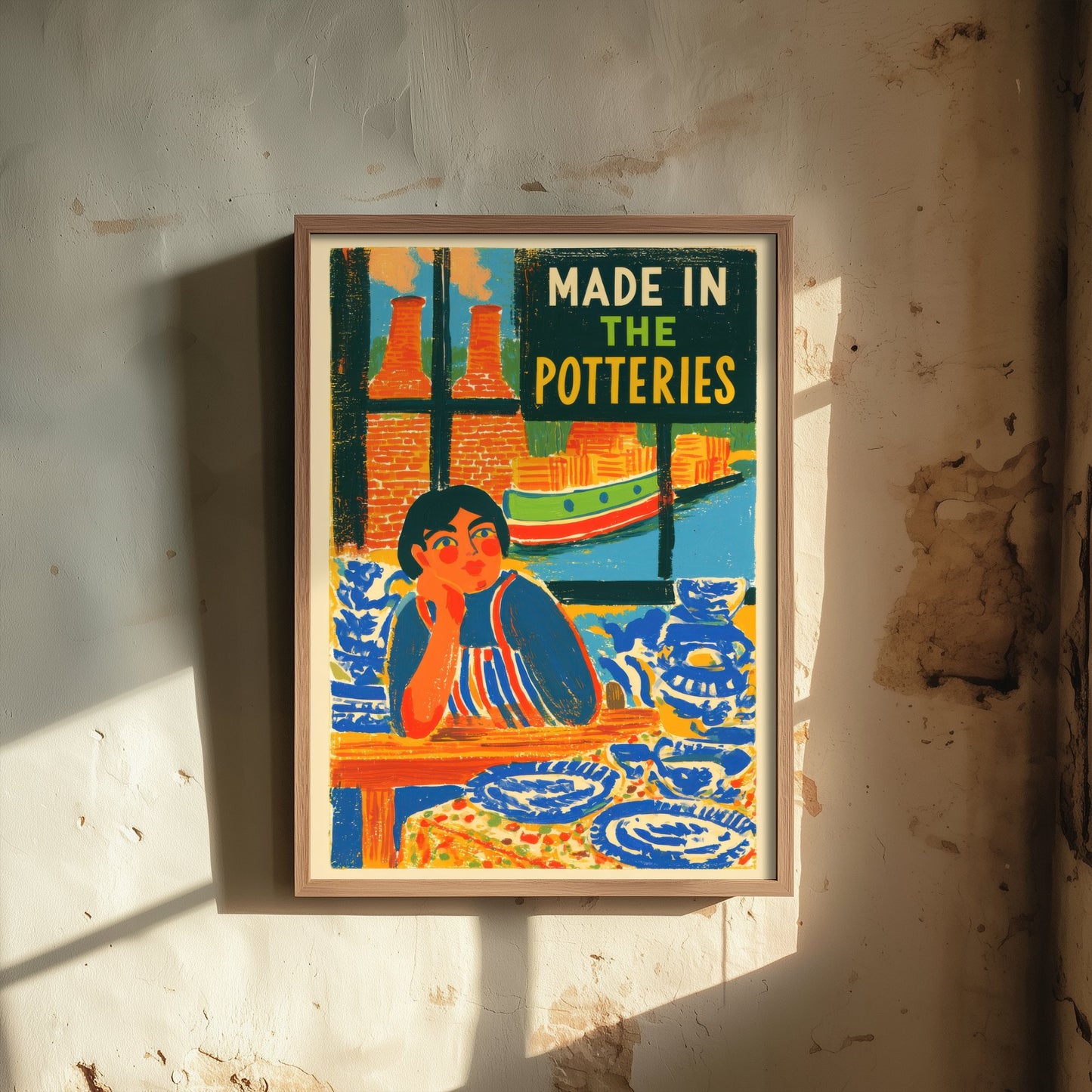 Made in the Potteries Art Print - Stoke-on-Trent Canal Poster - Folk Art Illustration 2/3