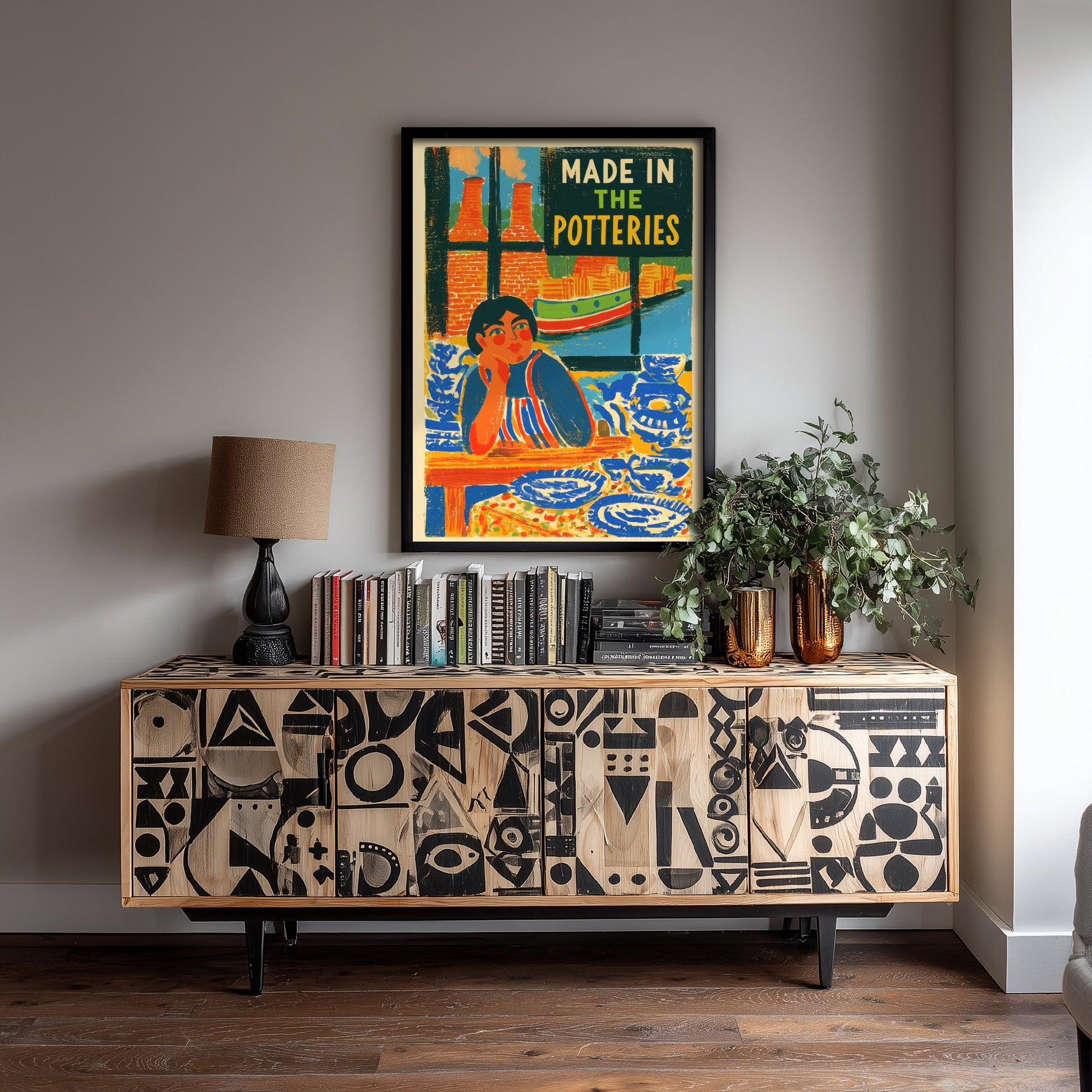 Made in the Potteries Art Print - Stoke-on-Trent Canal Poster - Folk Art Illustration 2/3