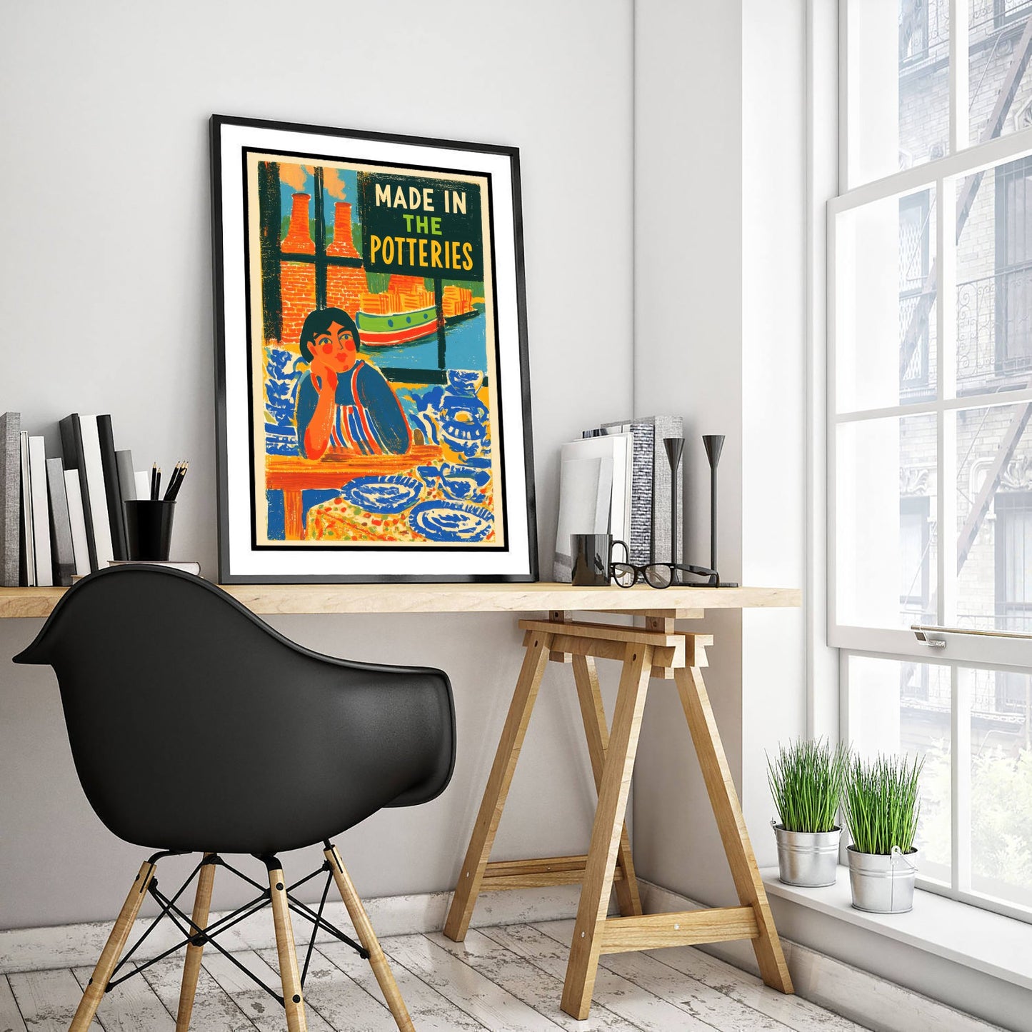 Made in the Potteries Art Print - Stoke-on-Trent Canal Poster - Folk Art Illustration 2/3