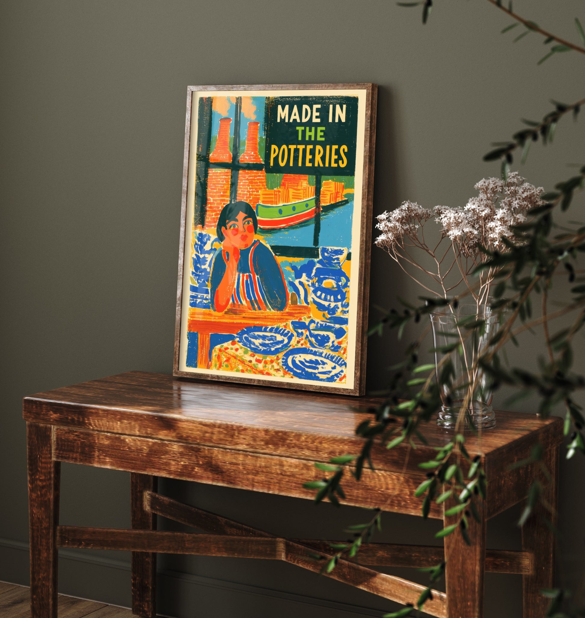 Made in the Potteries Art Print - Stoke-on-Trent Canal Poster - Folk Art Illustration 2/3