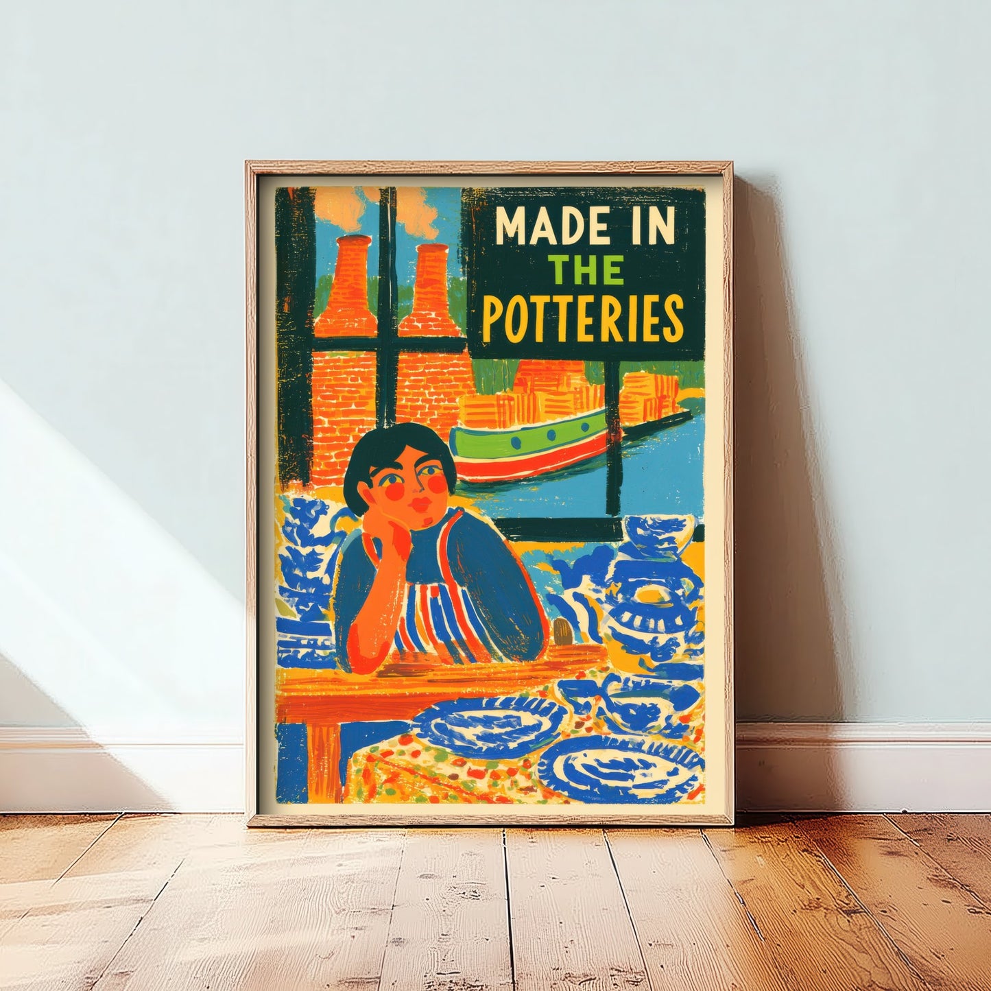 Made in the Potteries Art Print - Stoke-on-Trent Canal Poster - Folk Art Illustration 2/3