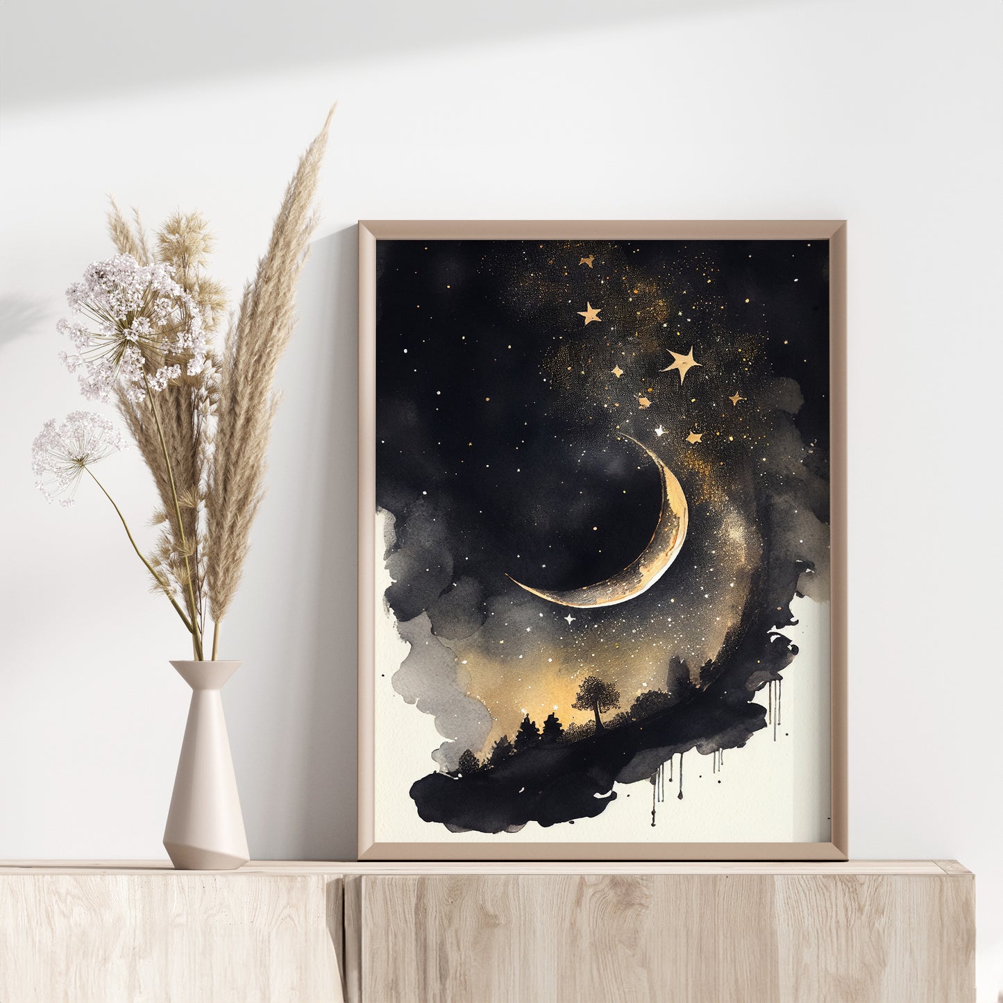 Dreamy Night Sky - Set of Three Moon Art Prints