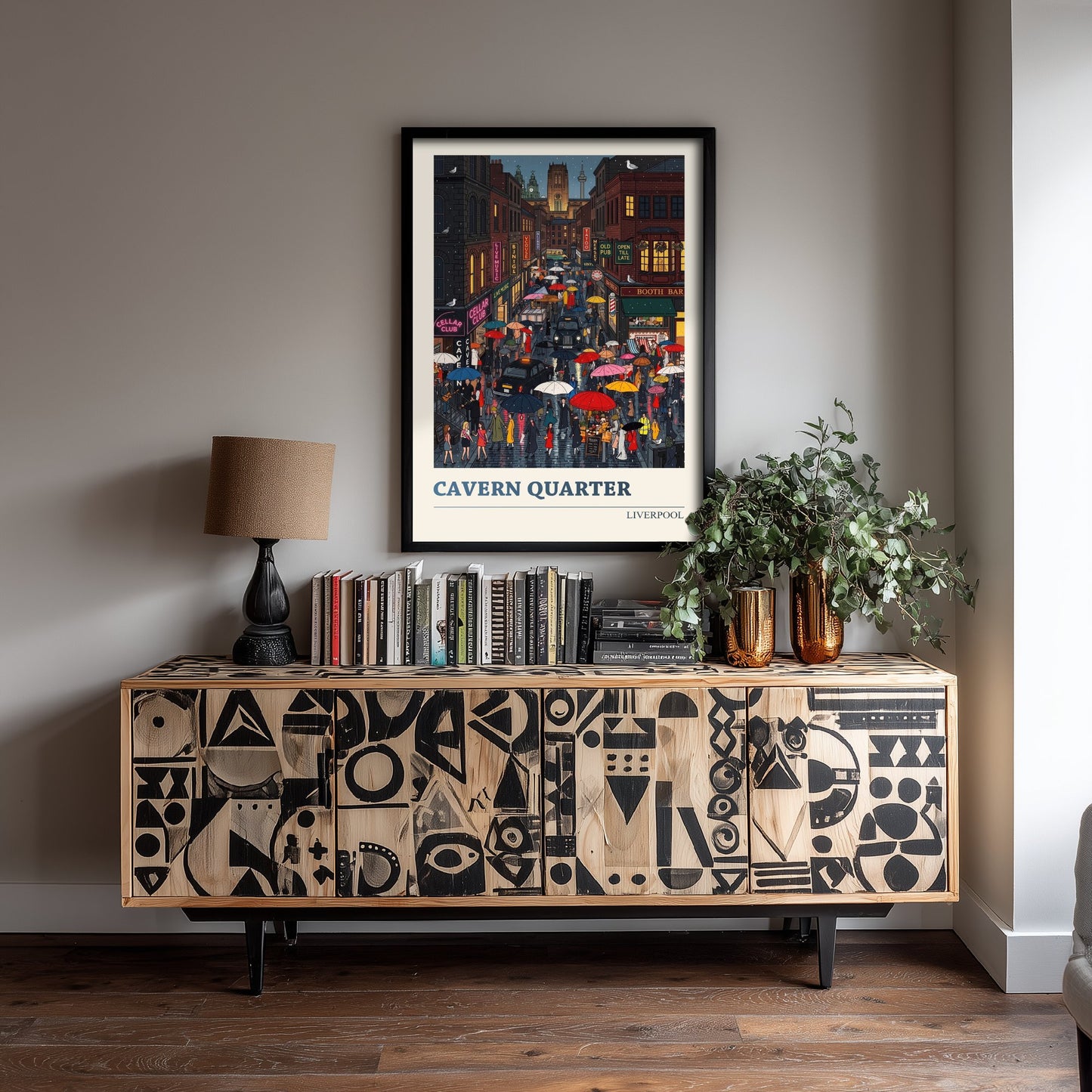 Cavern Quarter Liverpool Travel Poster - Rainy Night Art Print - Folk Art Illustration - Music Streets Neon 2/3