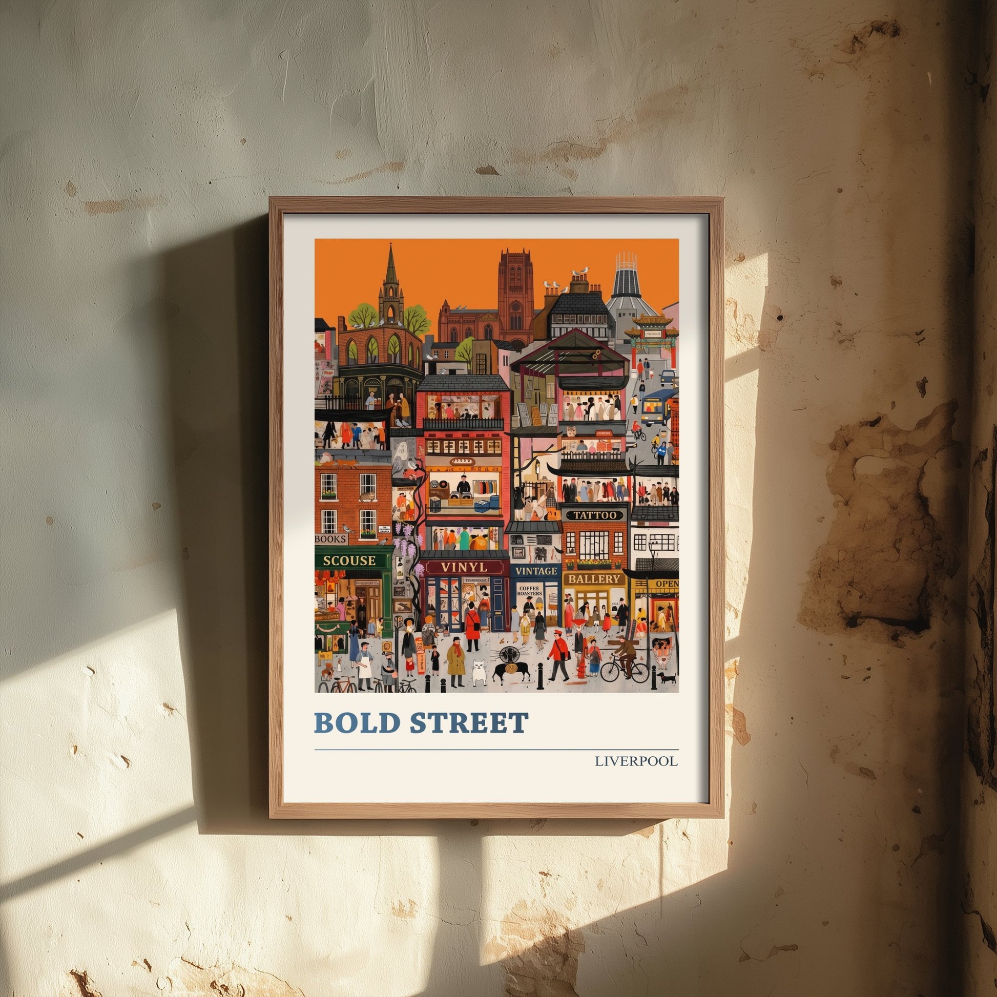 Bold Street Liverpool Travel Poster - Independent Shops Art Print - Folk Art Illustration - Vintage Cafes 3/3