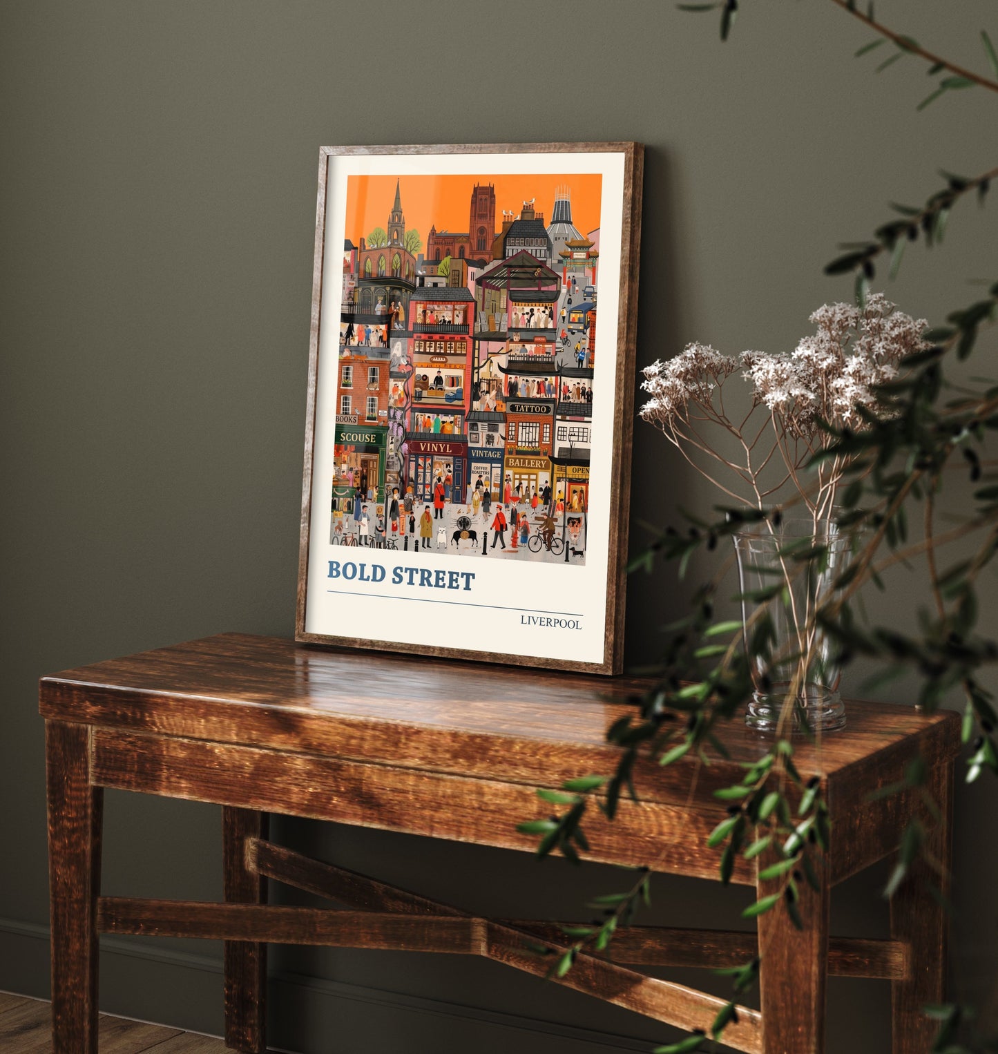 Bold Street Liverpool Travel Poster - Independent Shops Art Print - Folk Art Illustration - Vintage Cafes 3/3