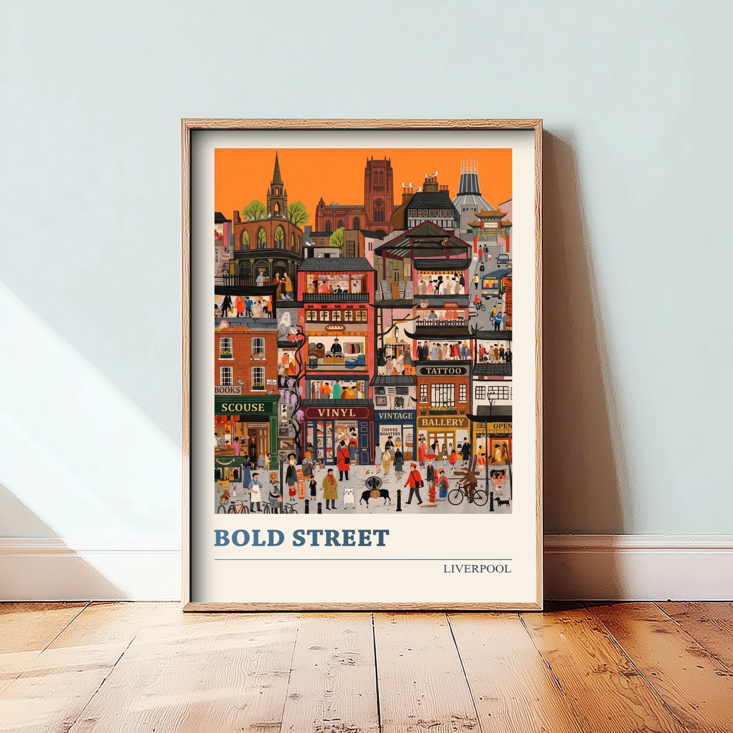 Bold Street Liverpool Travel Poster - Independent Shops Art Print - Folk Art Illustration - Vintage Cafes 3/3