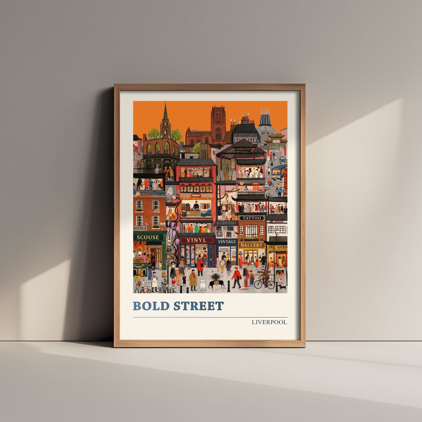 Bold Street Liverpool Travel Poster - Independent Shops Art Print - Folk Art Illustration - Vintage Cafes 3/3