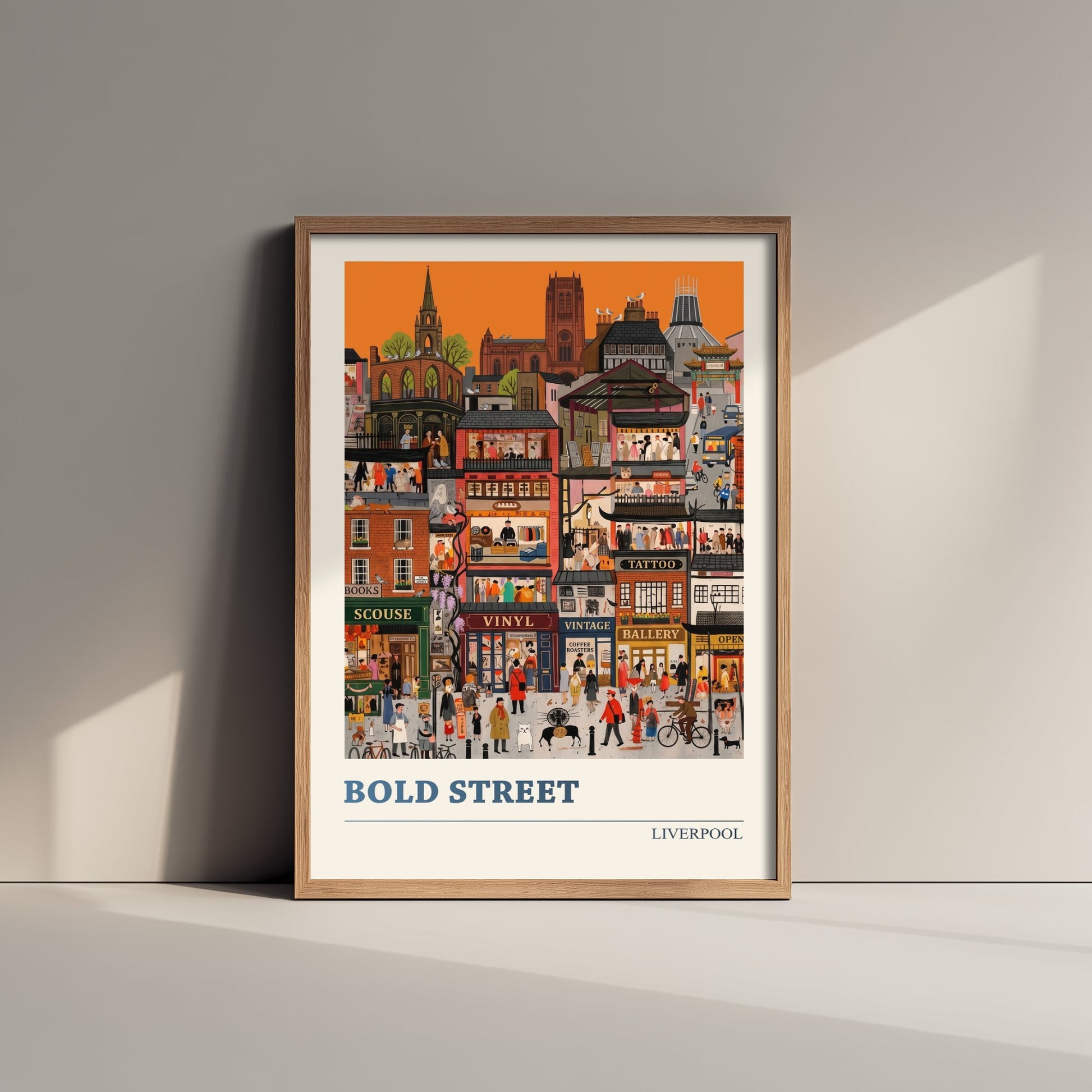 Bold Street Liverpool Travel Poster - Independent Shops Art Print - Folk Art Illustration - Vintage Cafes 3/3