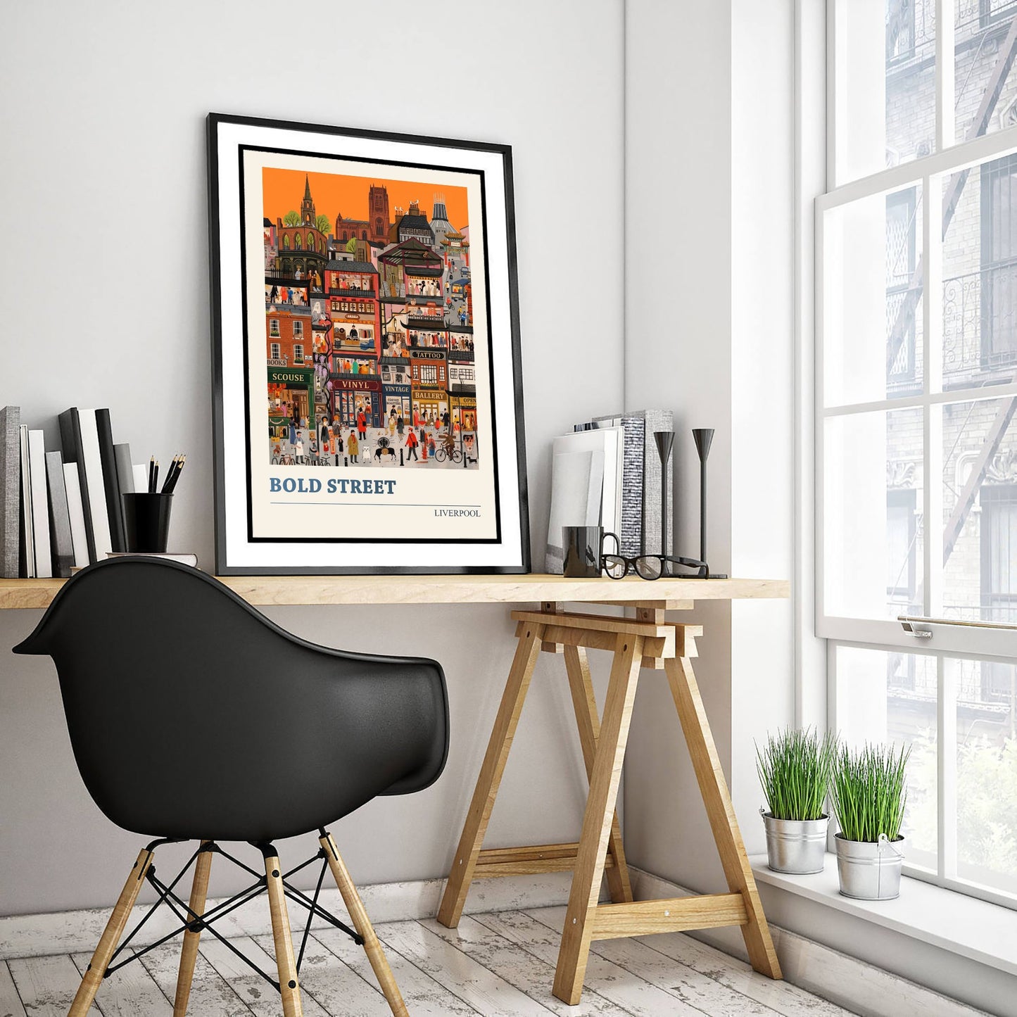 Bold Street Liverpool Travel Poster - Independent Shops Art Print - Folk Art Illustration - Vintage Cafes 3/3