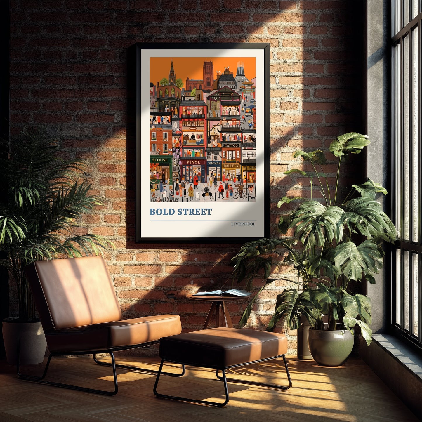 Bold Street Liverpool Travel Poster - Independent Shops Art Print - Folk Art Illustration - Vintage Cafes 3/3