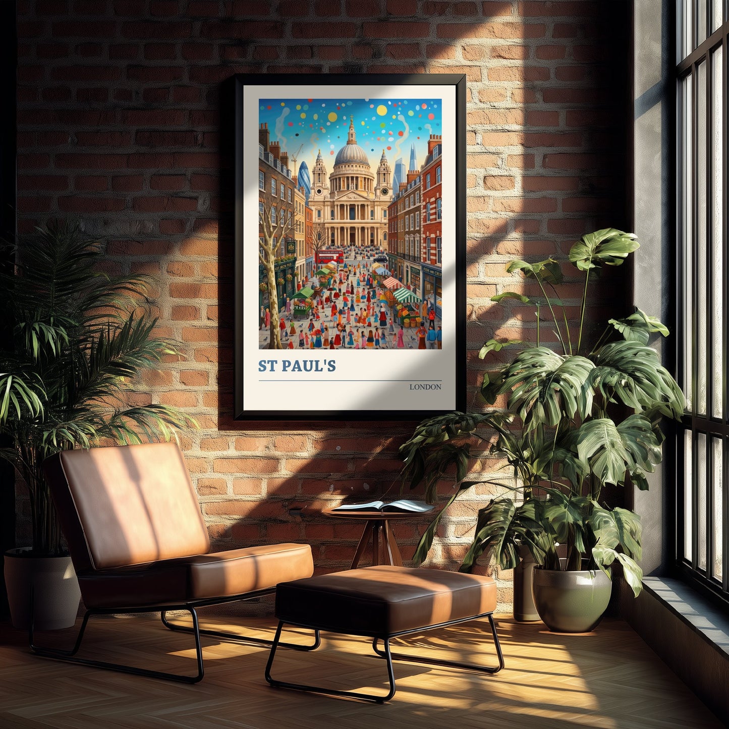 St Paul's Cathedral London Travel Poster - Market Square Art Print - Folk Art Illustration - City Streets 3/3