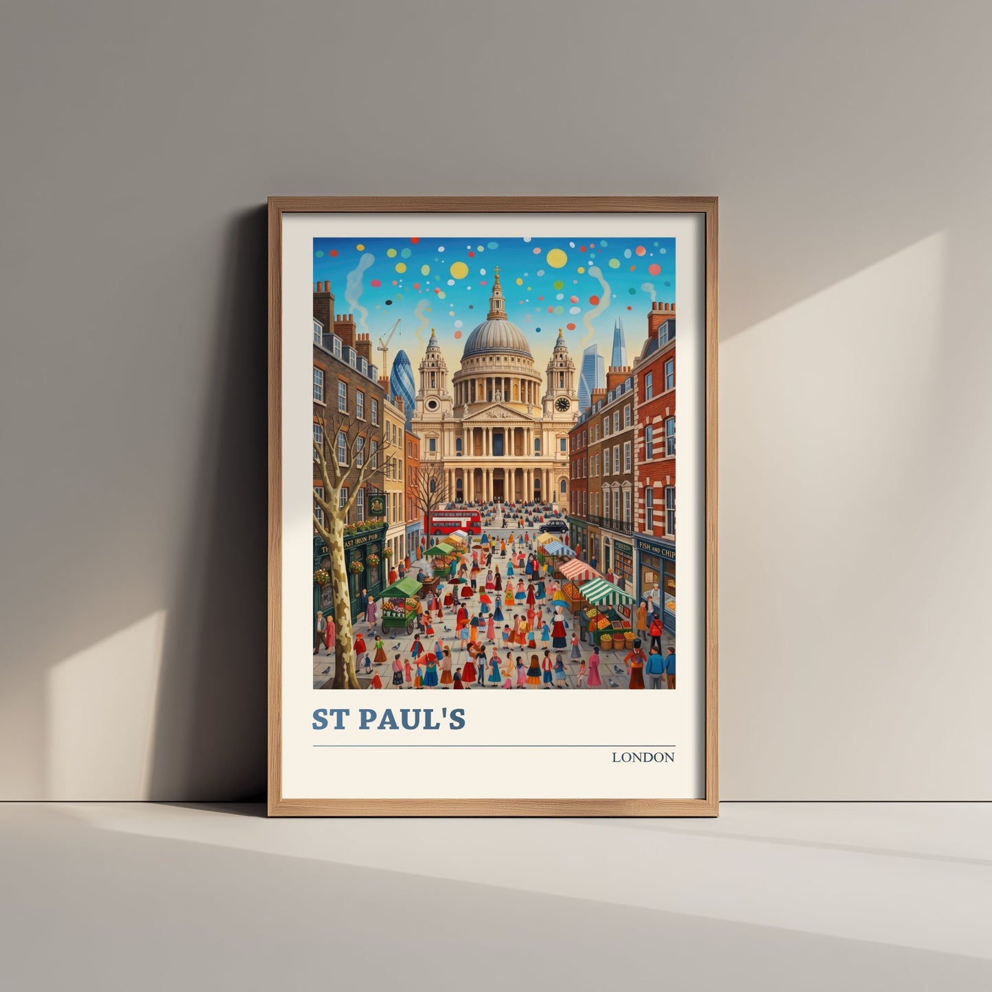 St Paul's Cathedral London Travel Poster - Market Square Art Print - Folk Art Illustration - City Streets 3/3