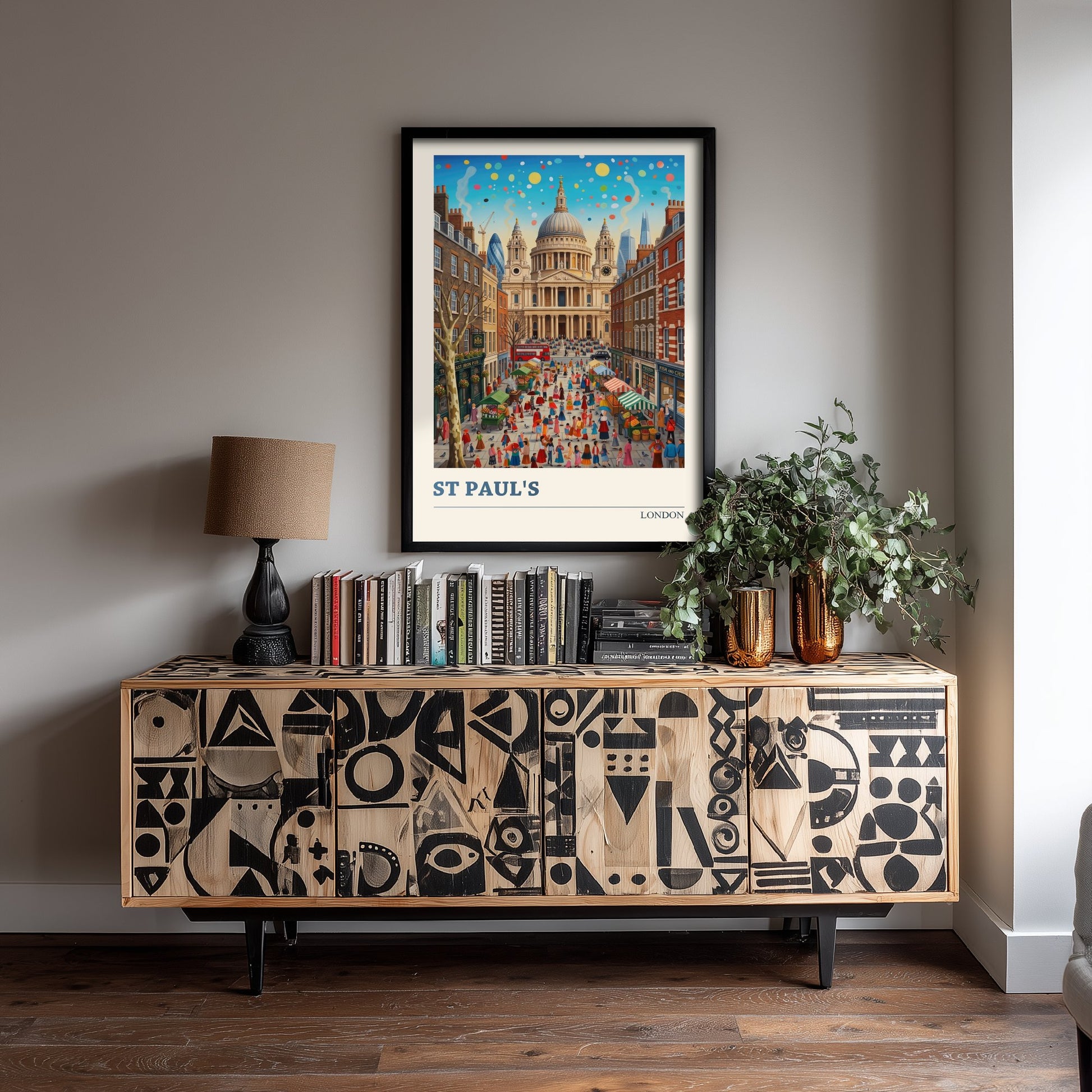 St Paul's Cathedral London Travel Poster - Market Square Art Print - Folk Art Illustration - City Streets 3/3