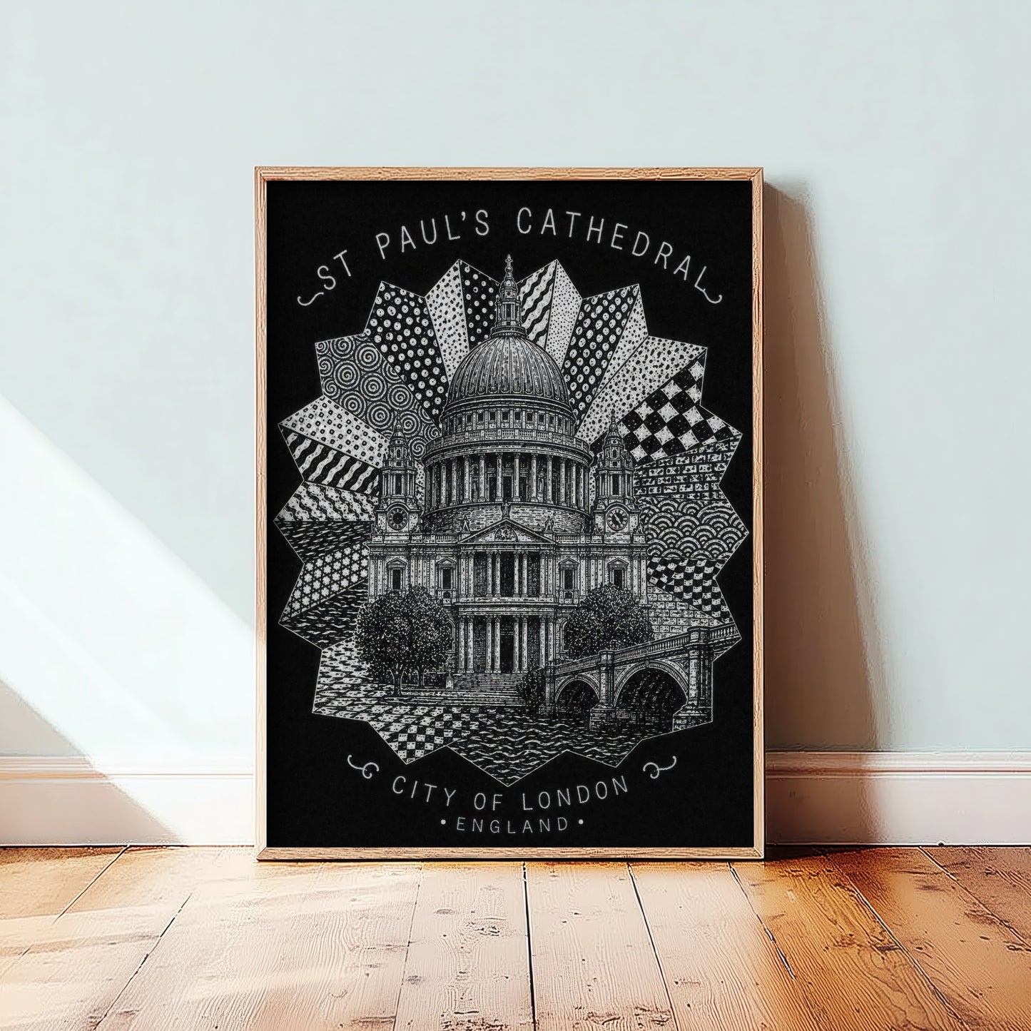 St Pauls Cathedral London Art Print - Pen and Ink Drawing Poster - Black and White Wall Art 1/3
