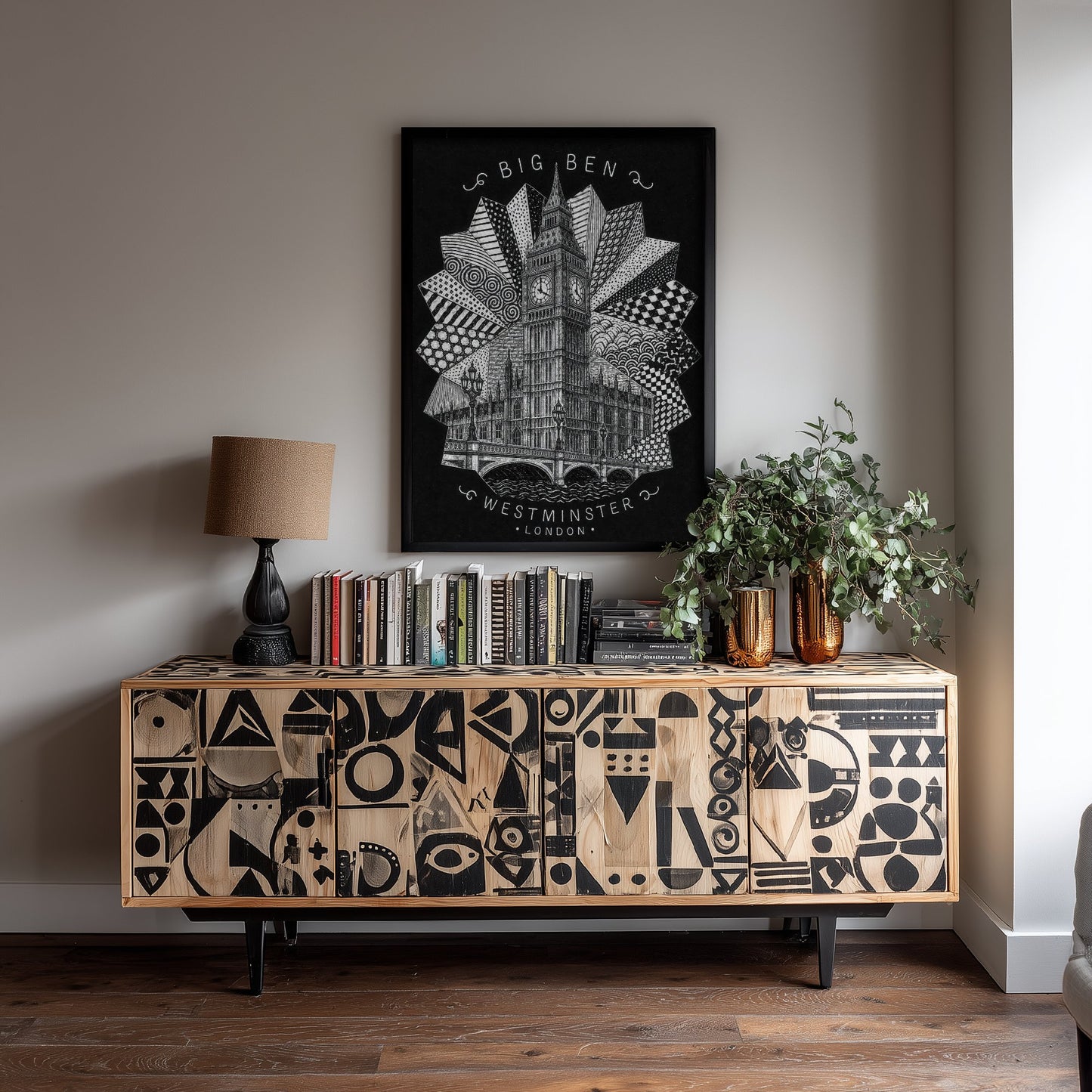 Big Ben Westminster London Art Print - Pen and Ink Drawing Poster - Black and White Wall Art 3/3