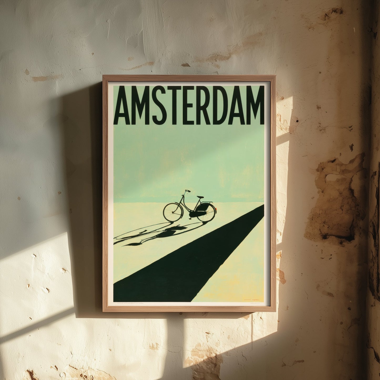 Amsterdam Travel Poster - Dutch Bicycle Art Print - Minimalist Netherlands Illustration - Long Shadow 1/3