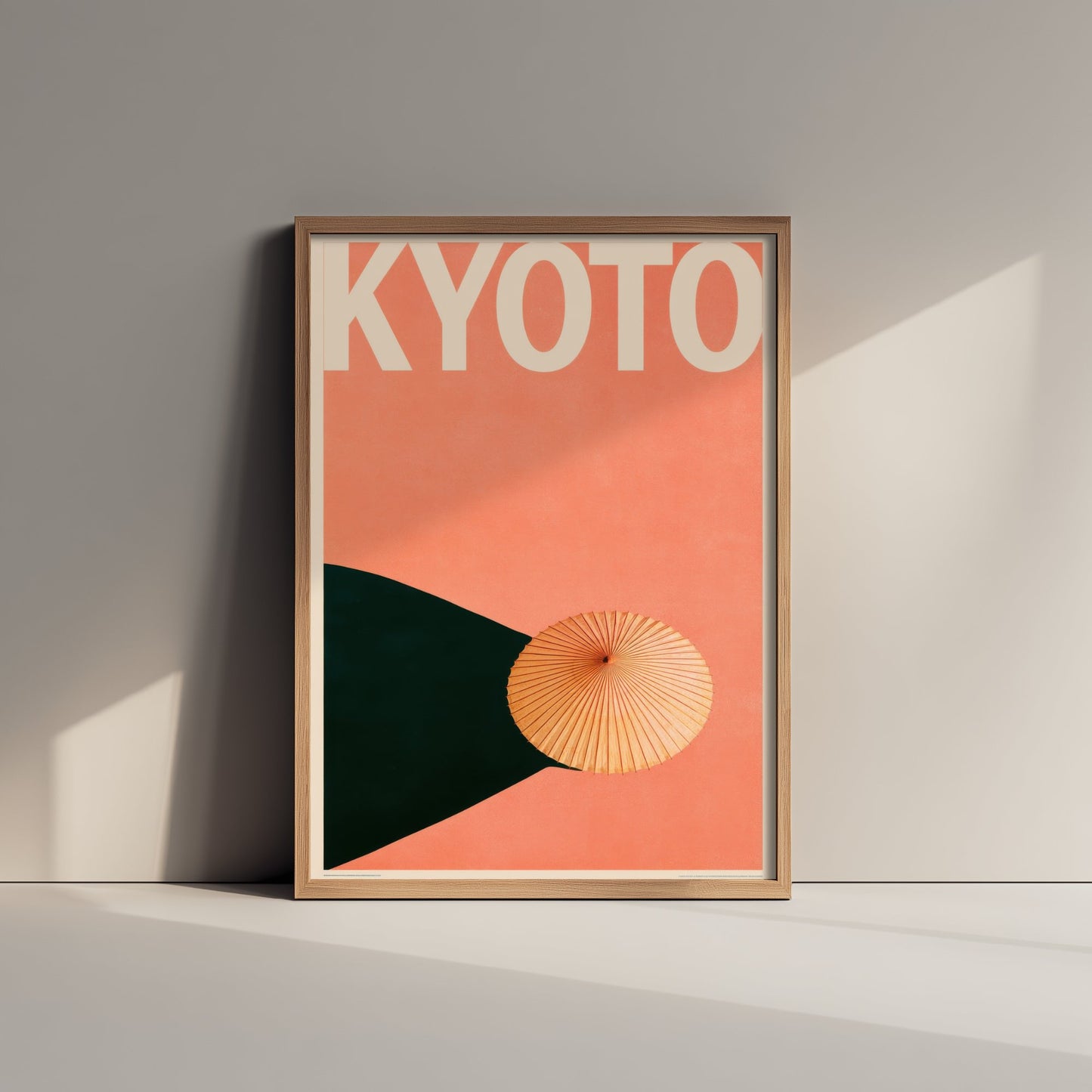 Kyoto Travel Poster - Japanese Paper Parasol Art Print - Minimalist Japan Illustration - Long Shadow 2/3
