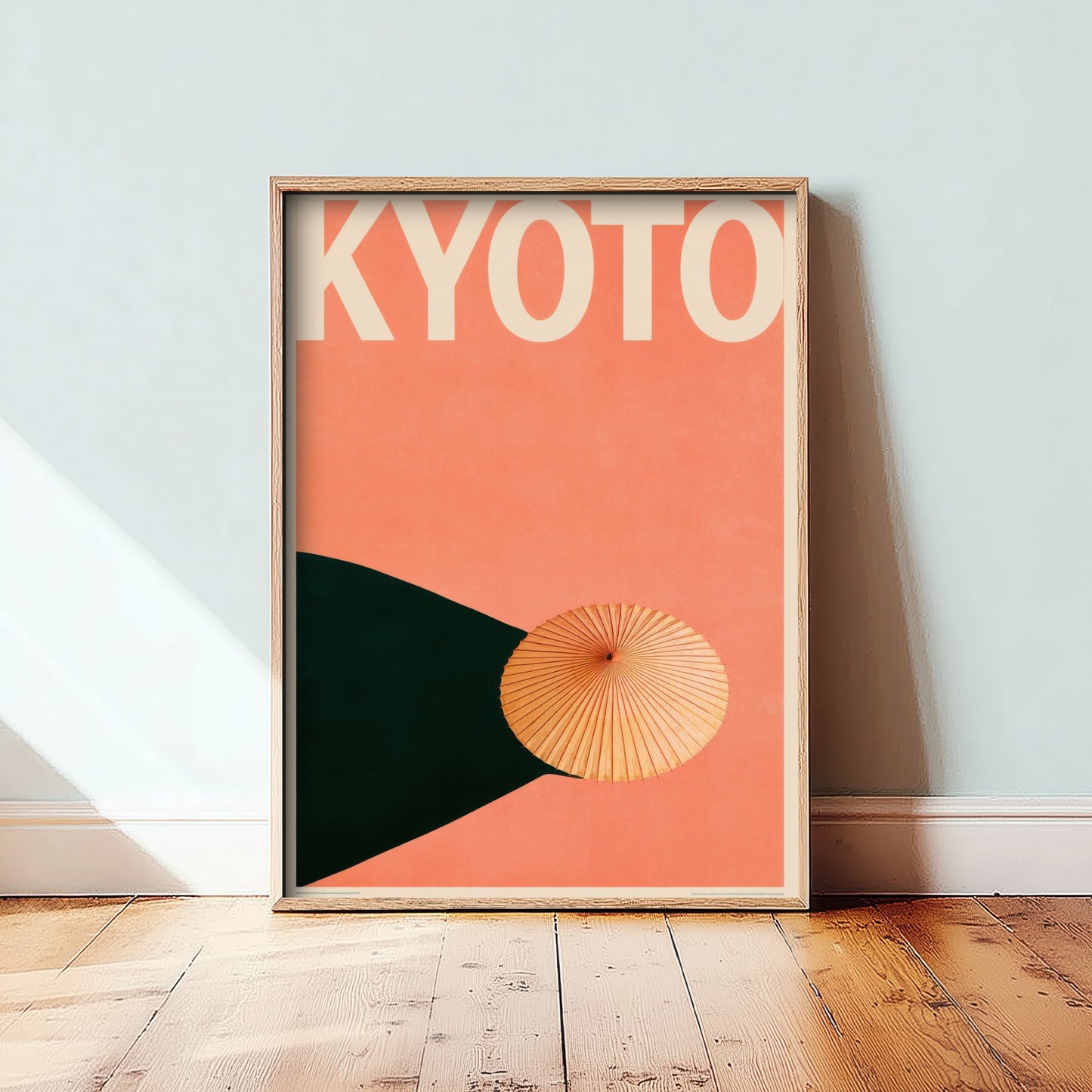 Kyoto Travel Poster - Japanese Paper Parasol Art Print - Minimalist Japan Illustration - Long Shadow 2/3