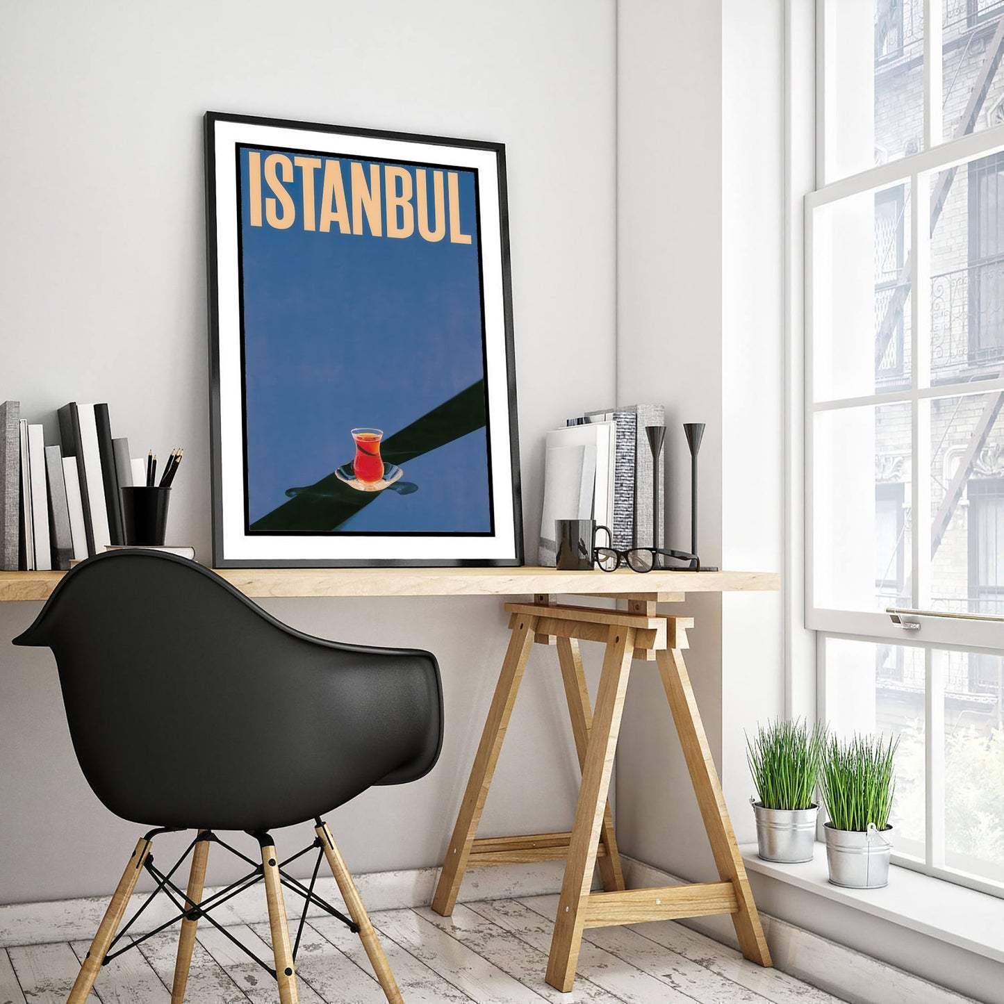 Istanbul Travel Poster - Turkish Tea Glass Art Print - Minimalist Turkiye Illustration - Long Shadow 3/3