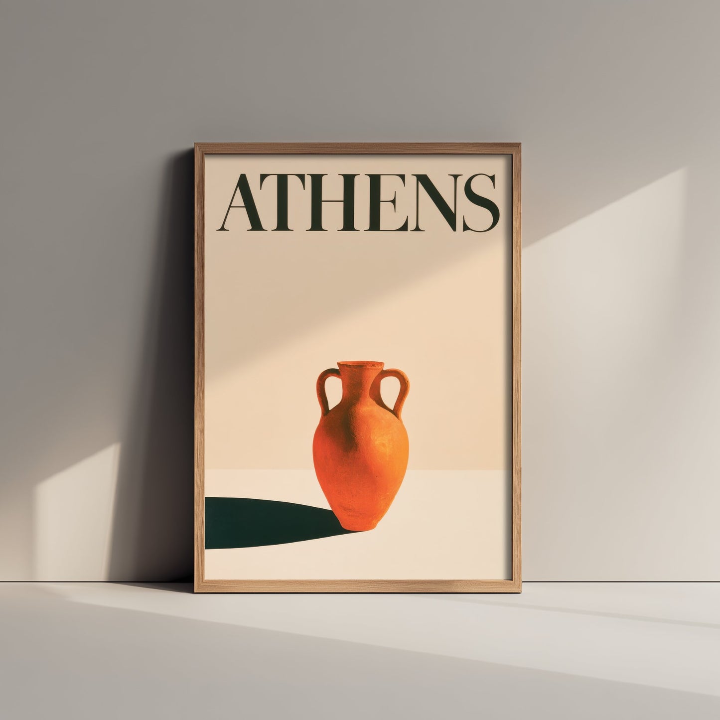 Athens Travel Poster - Greek Amphora Art Print - Minimalist Greece Illustration - Long Shadow 1/3