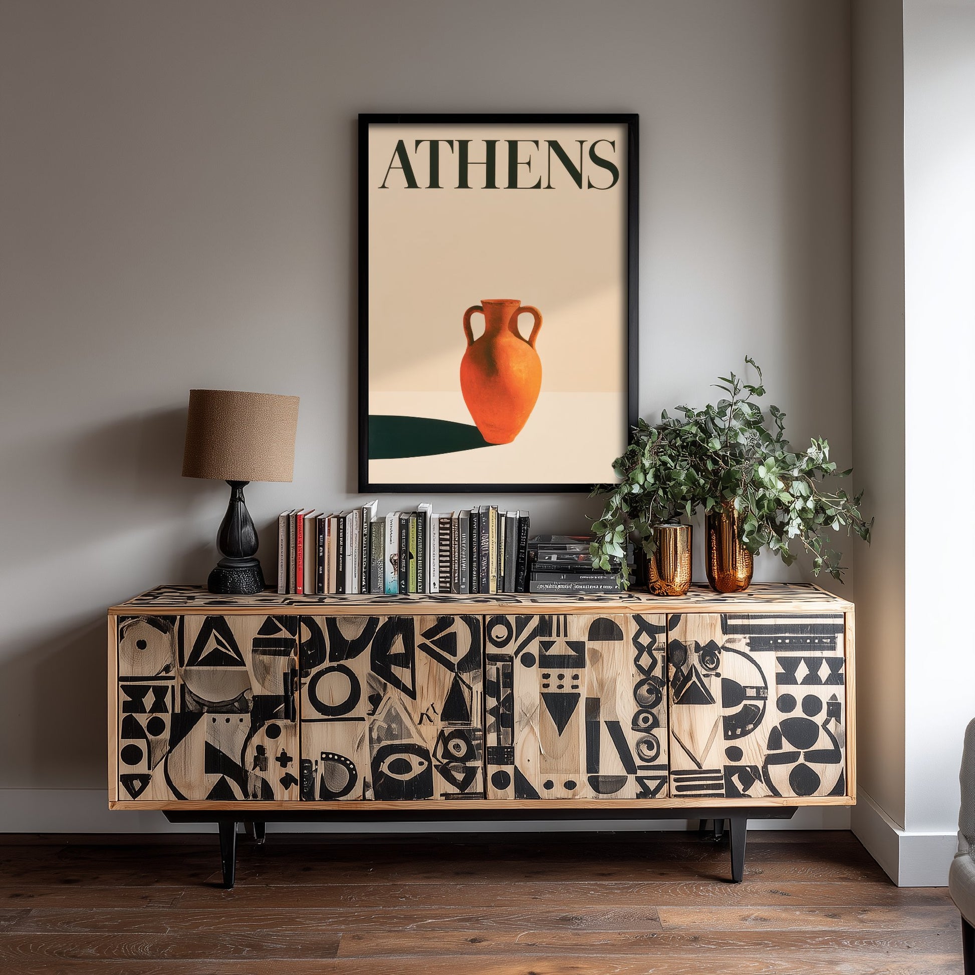 Athens Travel Poster - Greek Amphora Art Print - Minimalist Greece Illustration - Long Shadow 1/3