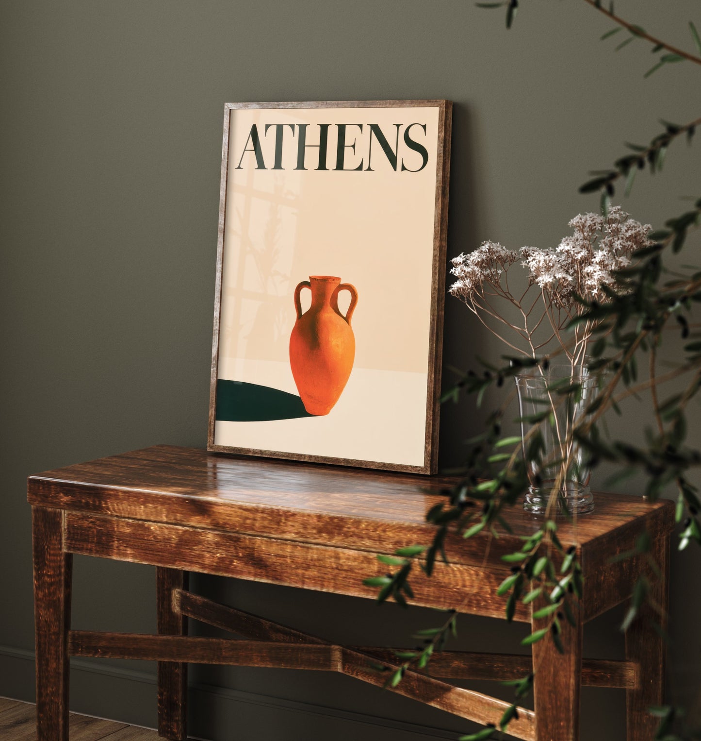 Athens Travel Poster - Greek Amphora Art Print - Minimalist Greece Illustration - Long Shadow 1/3