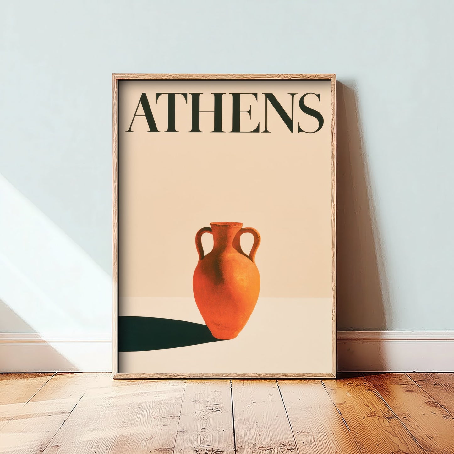 Athens Travel Poster - Greek Amphora Art Print - Minimalist Greece Illustration - Long Shadow 1/3
